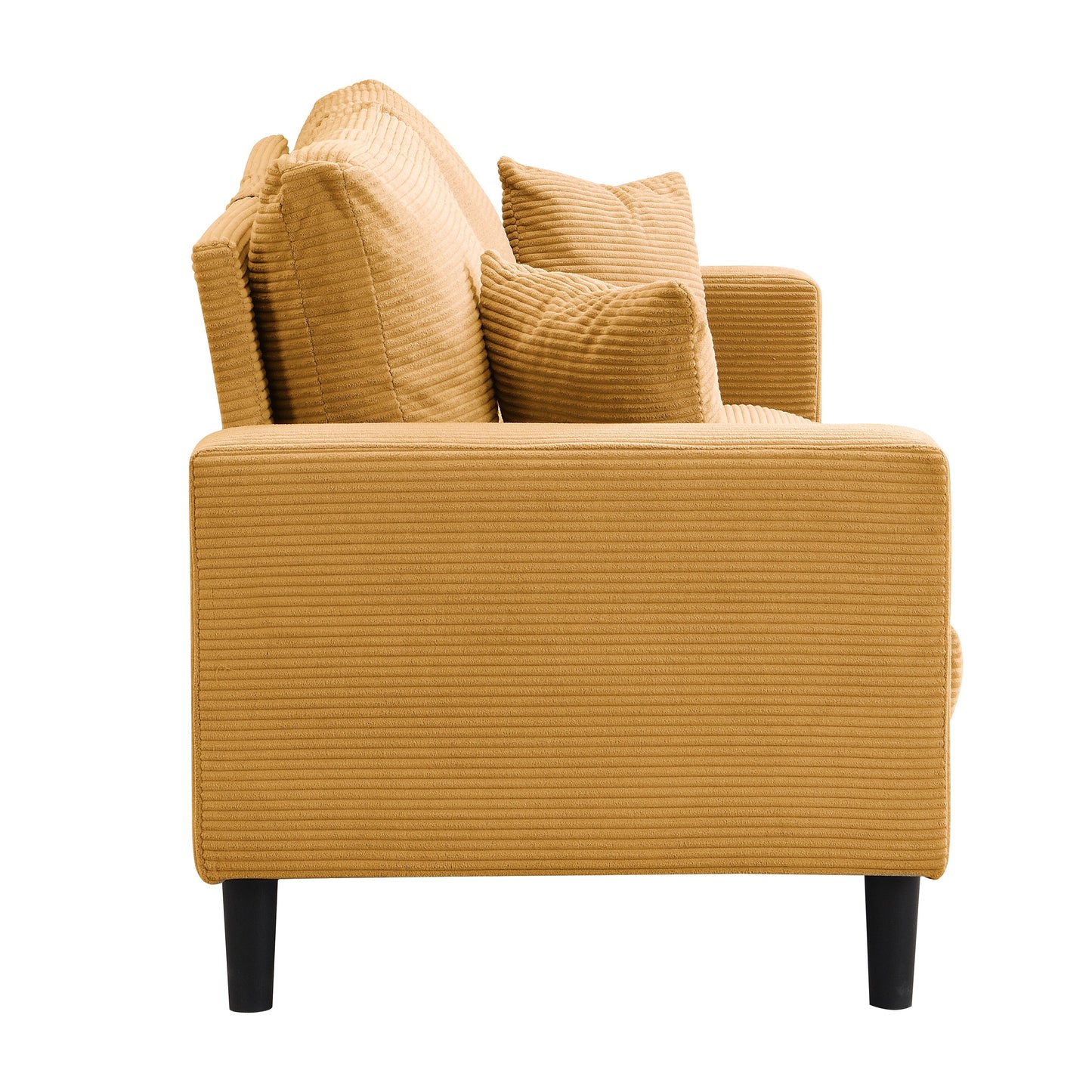 Divano a 3 posti ad alta resilienza da 74 pollici con struttura in legno, comodo e moderno, imbottito, arancione