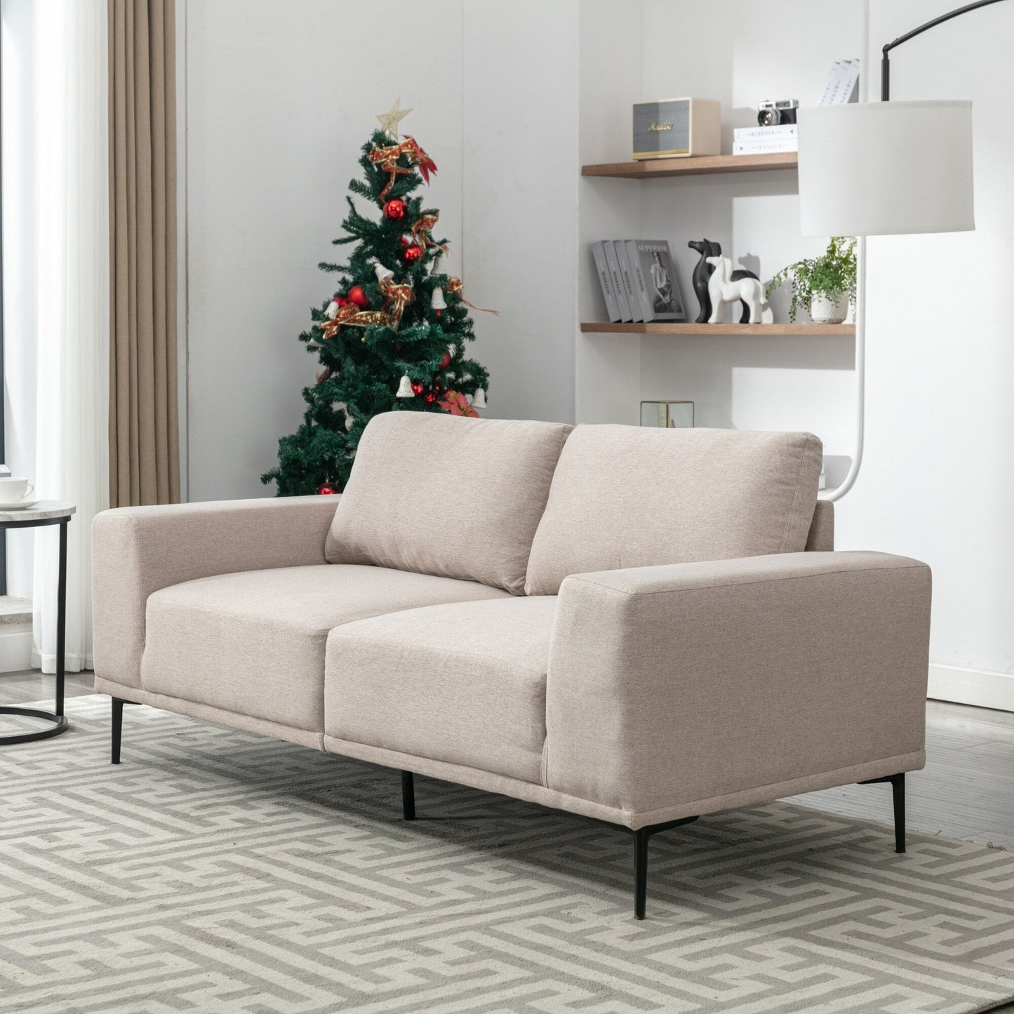 Divano a due posti in tessuto da 74,8'' con cuscini rimovibili, gambe in metallo e braccioli quadrati contemporanei