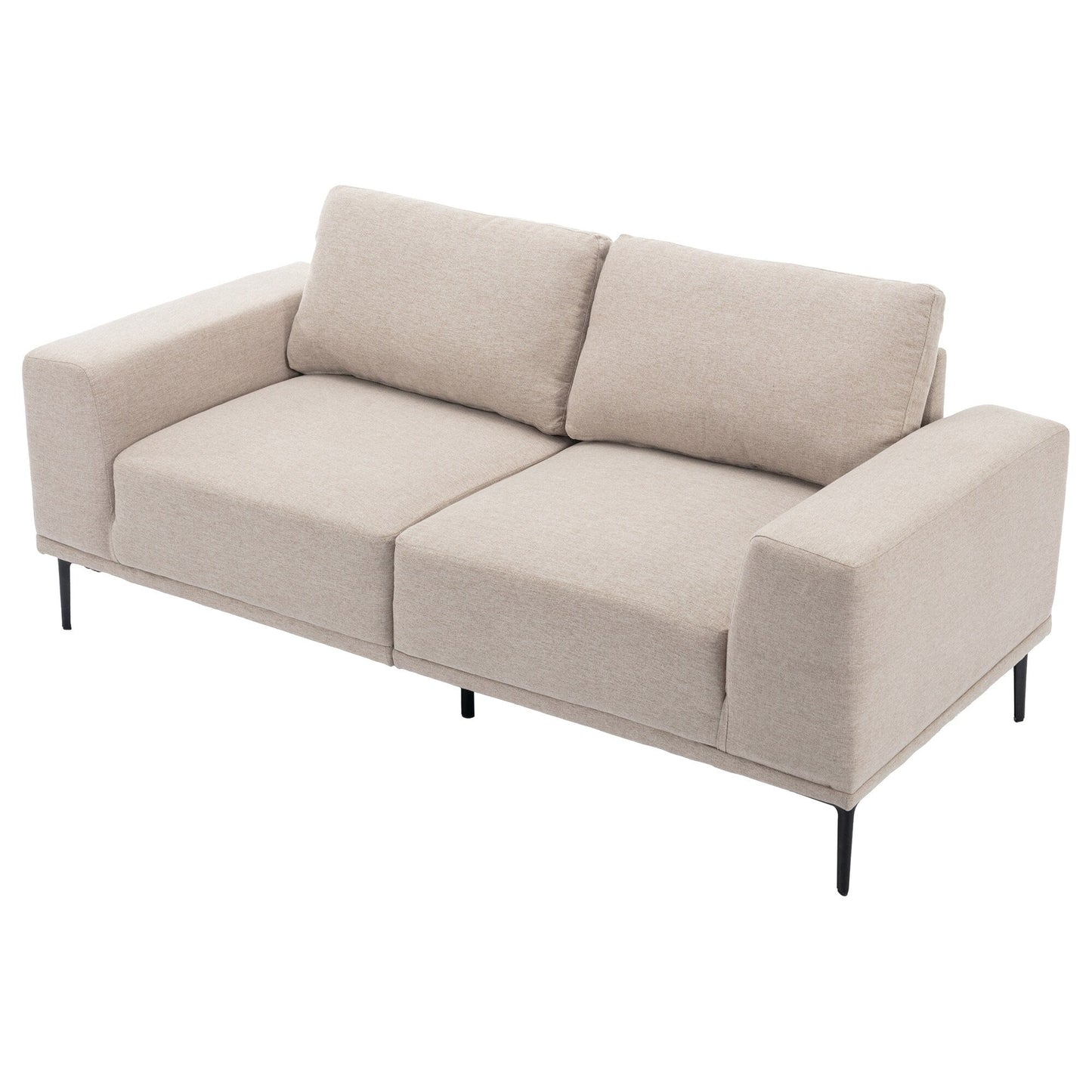 Divano a due posti in tessuto da 74,8'' con cuscini rimovibili, gambe in metallo e braccioli quadrati contemporanei