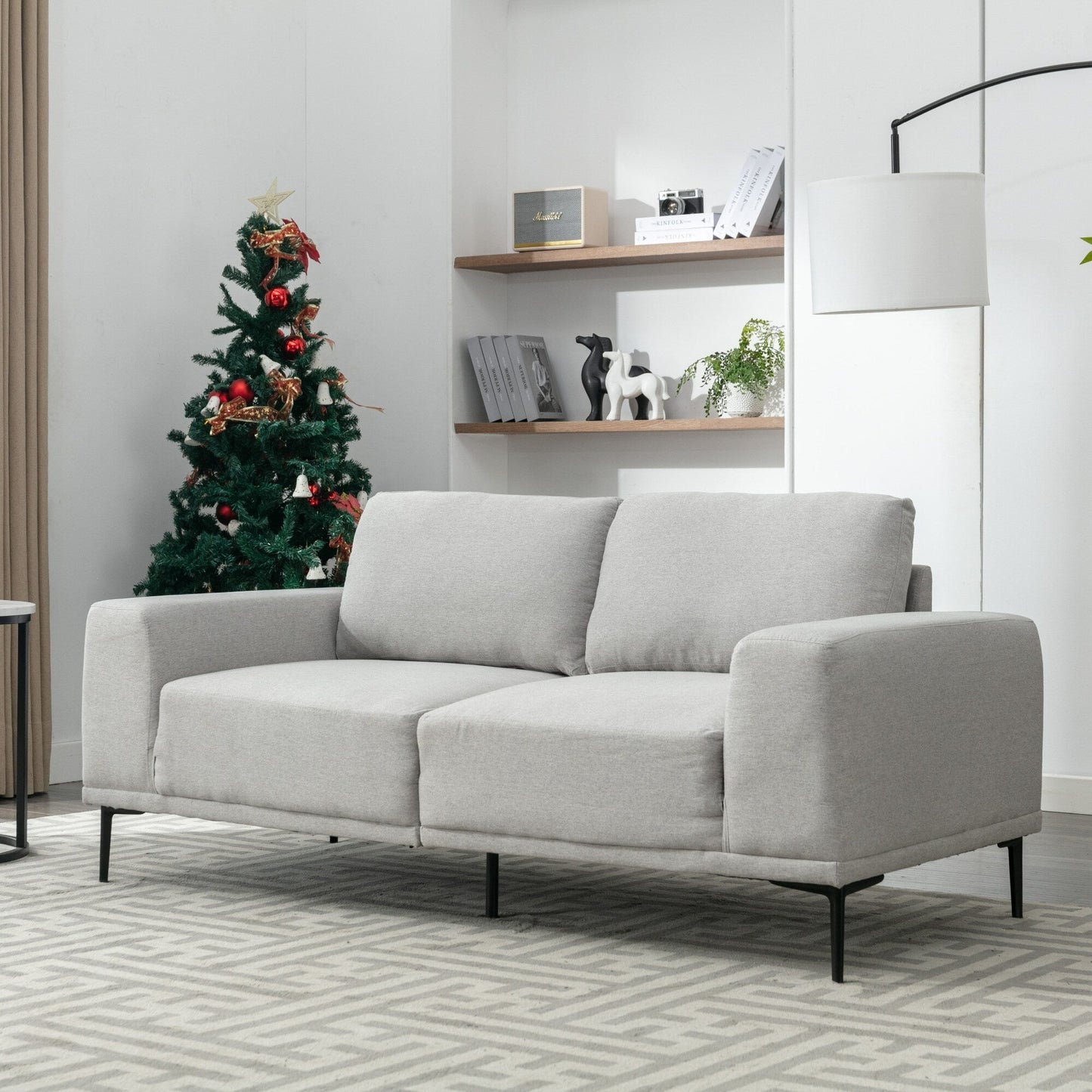 Divano a due posti in tessuto da 74,8'' con cuscini rimovibili, gambe in metallo e braccioli quadrati contemporanei