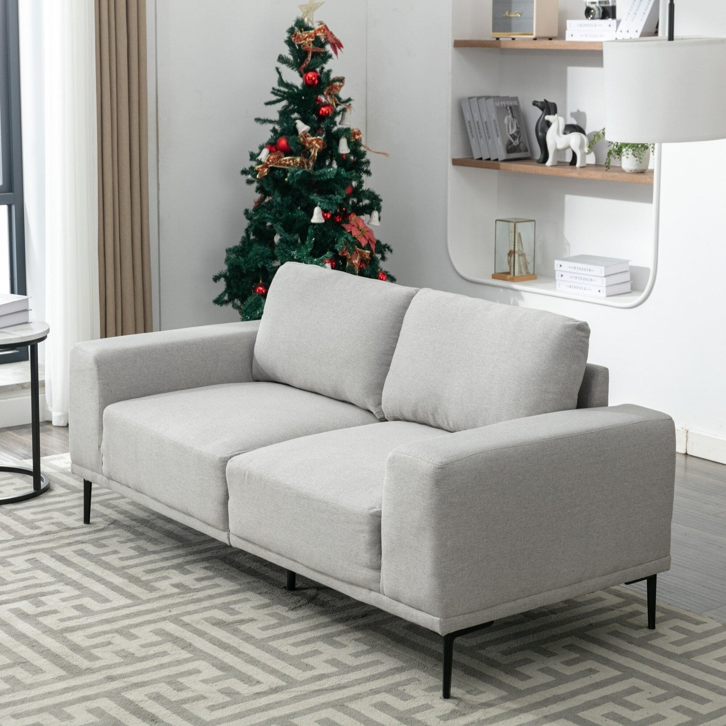 Divano a due posti in tessuto da 74,8'' con cuscini rimovibili, gambe in metallo e braccioli quadrati contemporanei