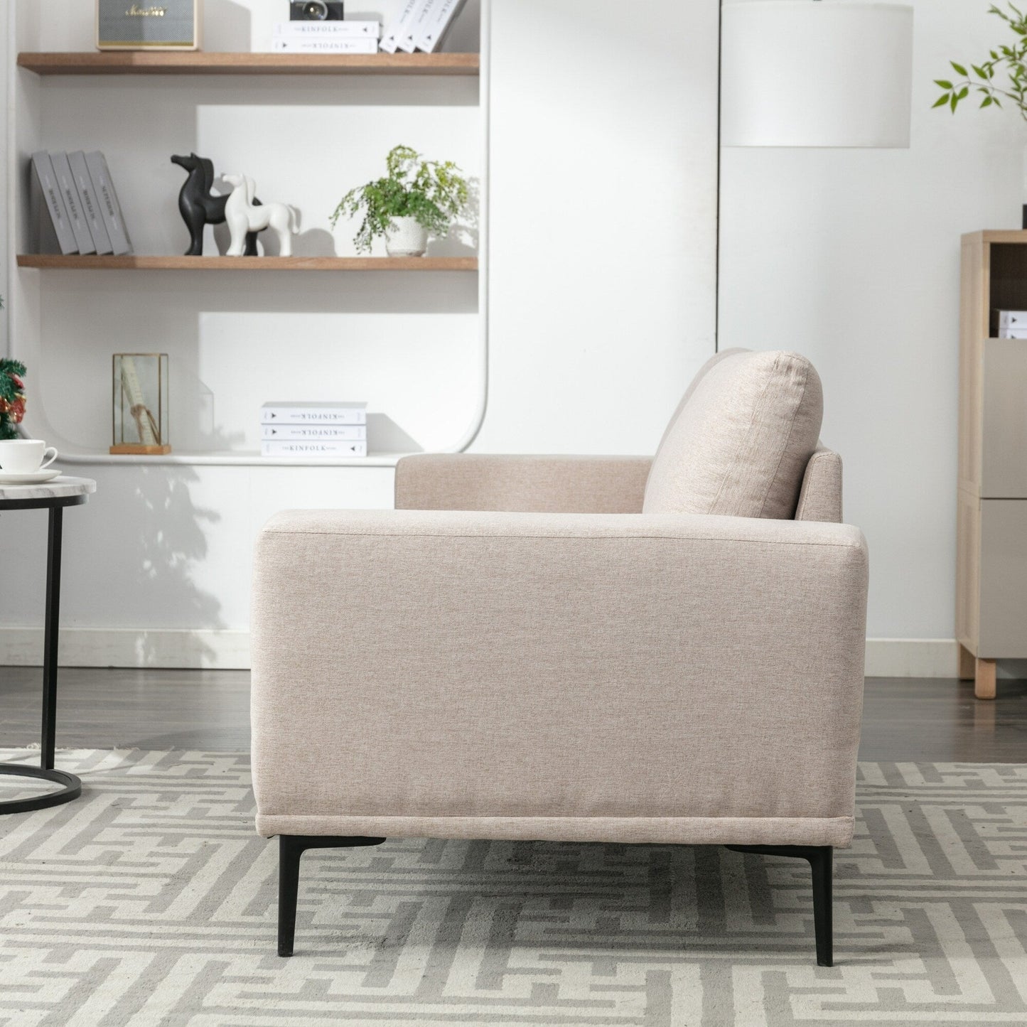 Divano a due posti in tessuto da 74,8'' con cuscini rimovibili, gambe in metallo e braccioli quadrati contemporanei
