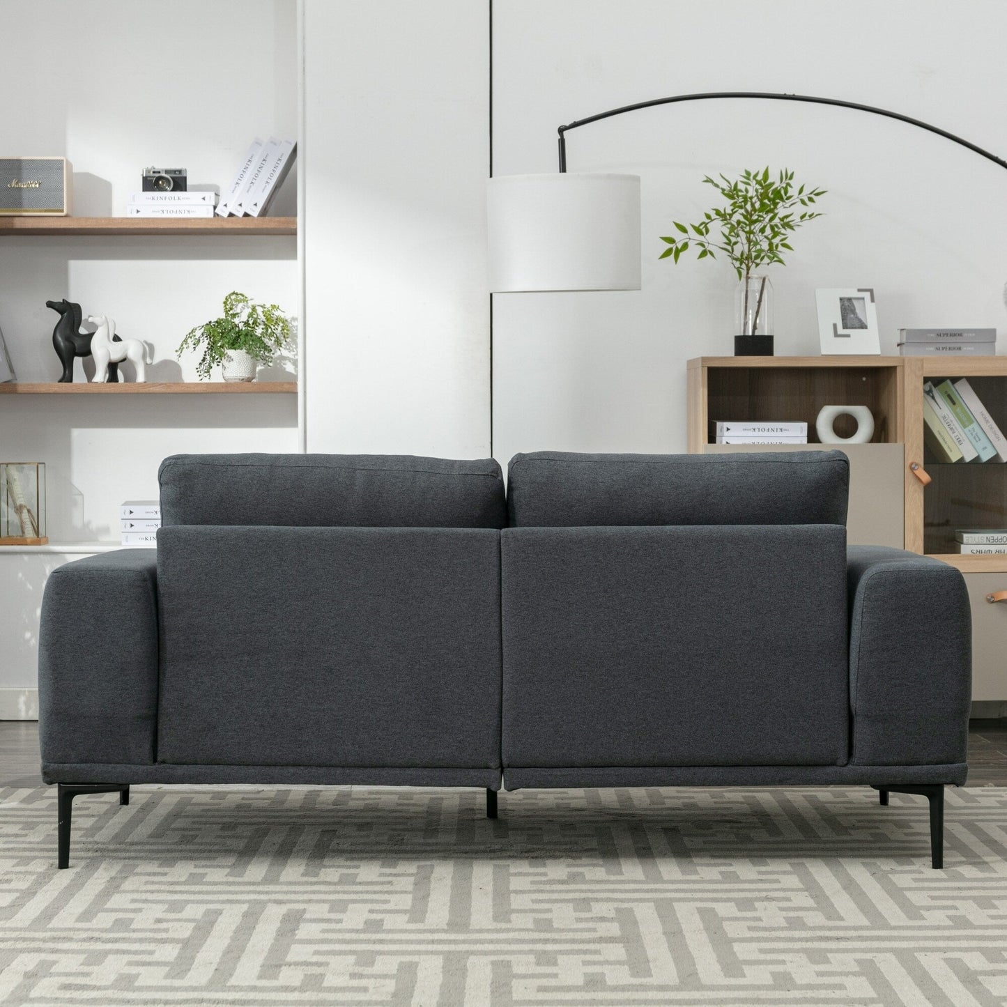 Divano a due posti in tessuto da 74,8'' con cuscini rimovibili, gambe in metallo e braccioli quadrati contemporanei