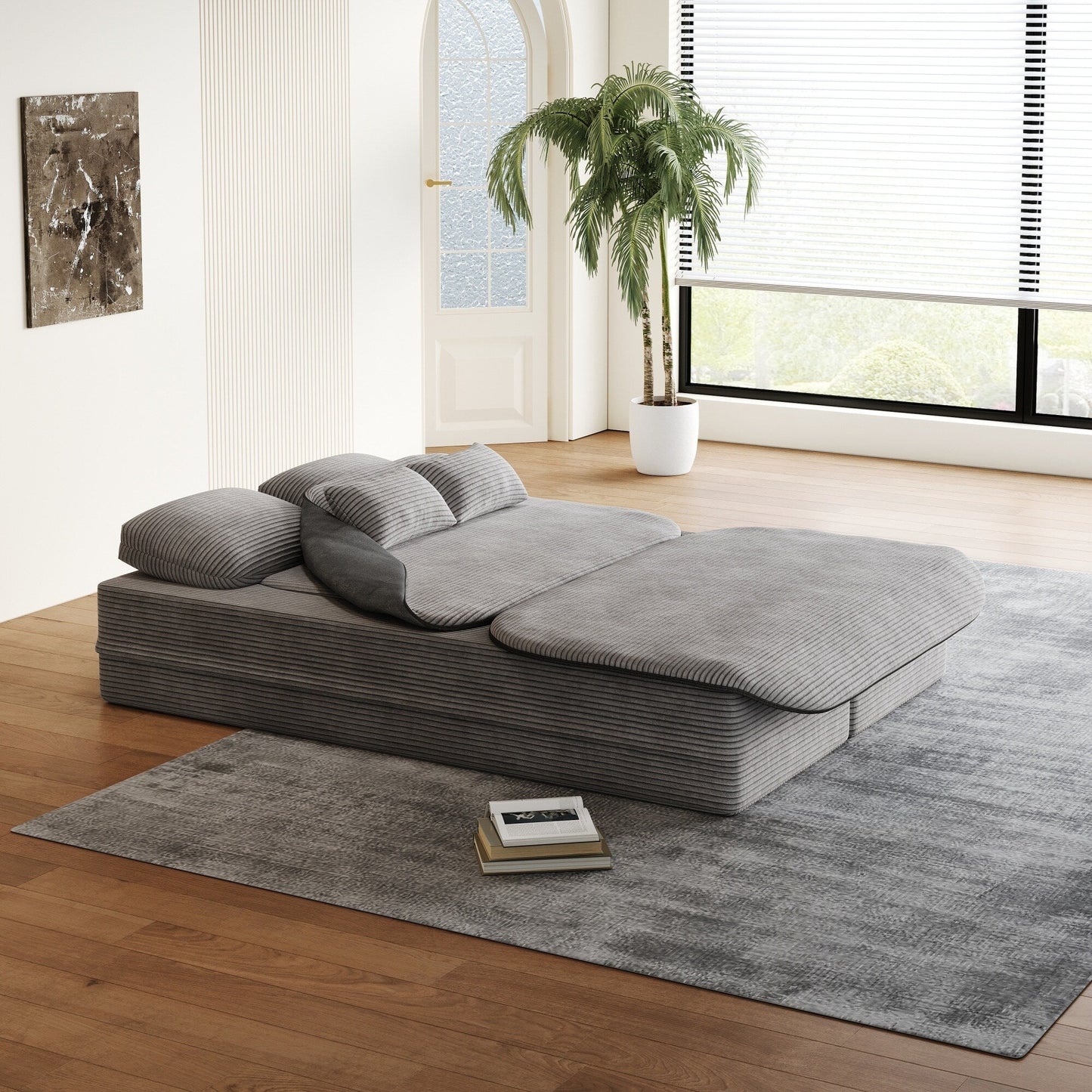 Divano letto pieghevole convertibile 2 in 1 da 75'' in schiuma con coperta multifunzionale