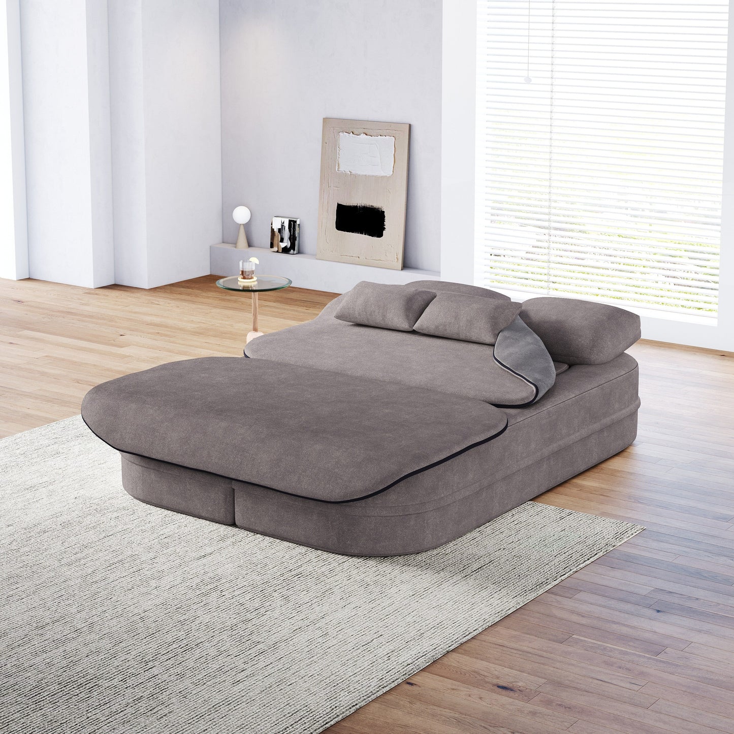 Divano letto pieghevole 2 in 1 da 75'', divano letto trasformabile in ciniglia di schiuma con coperta multifunzionale, divano da salotto