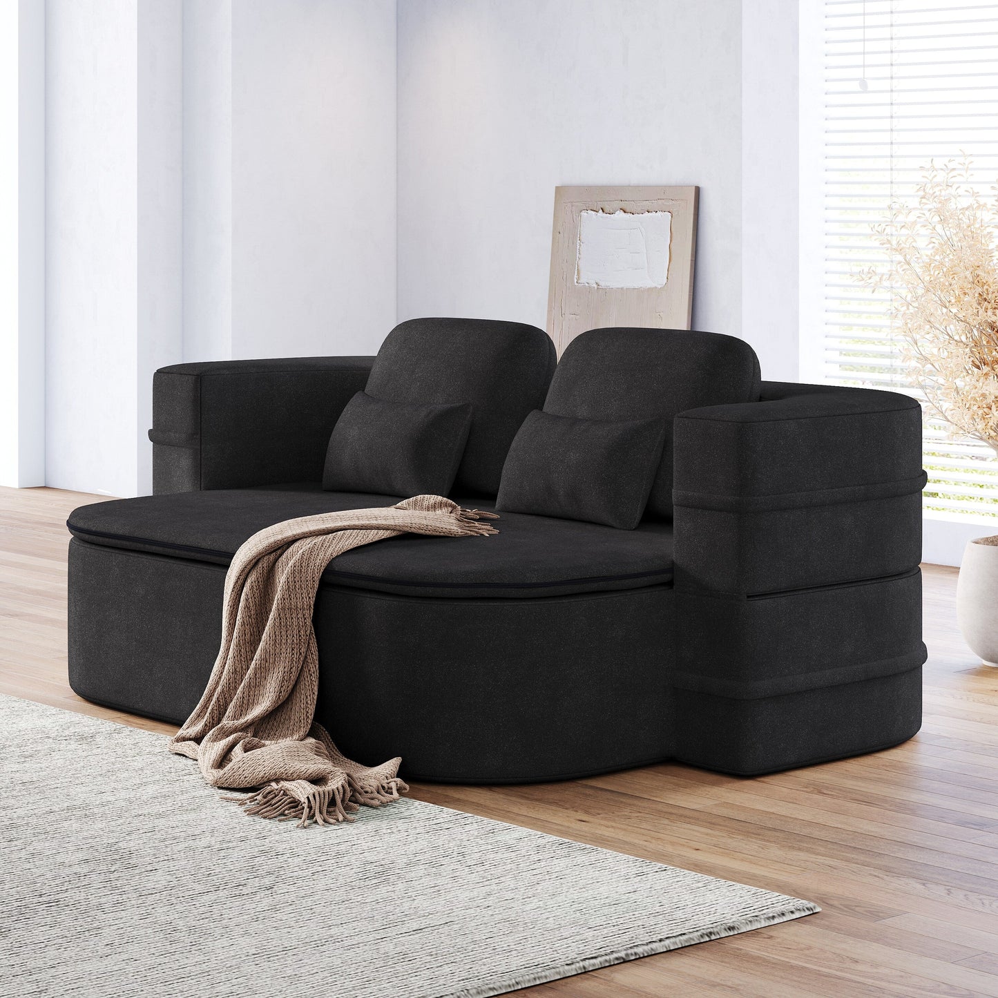 Divano letto pieghevole 2 in 1 da 75'', divano letto trasformabile in ciniglia di schiuma con coperta multifunzionale, divano da salotto