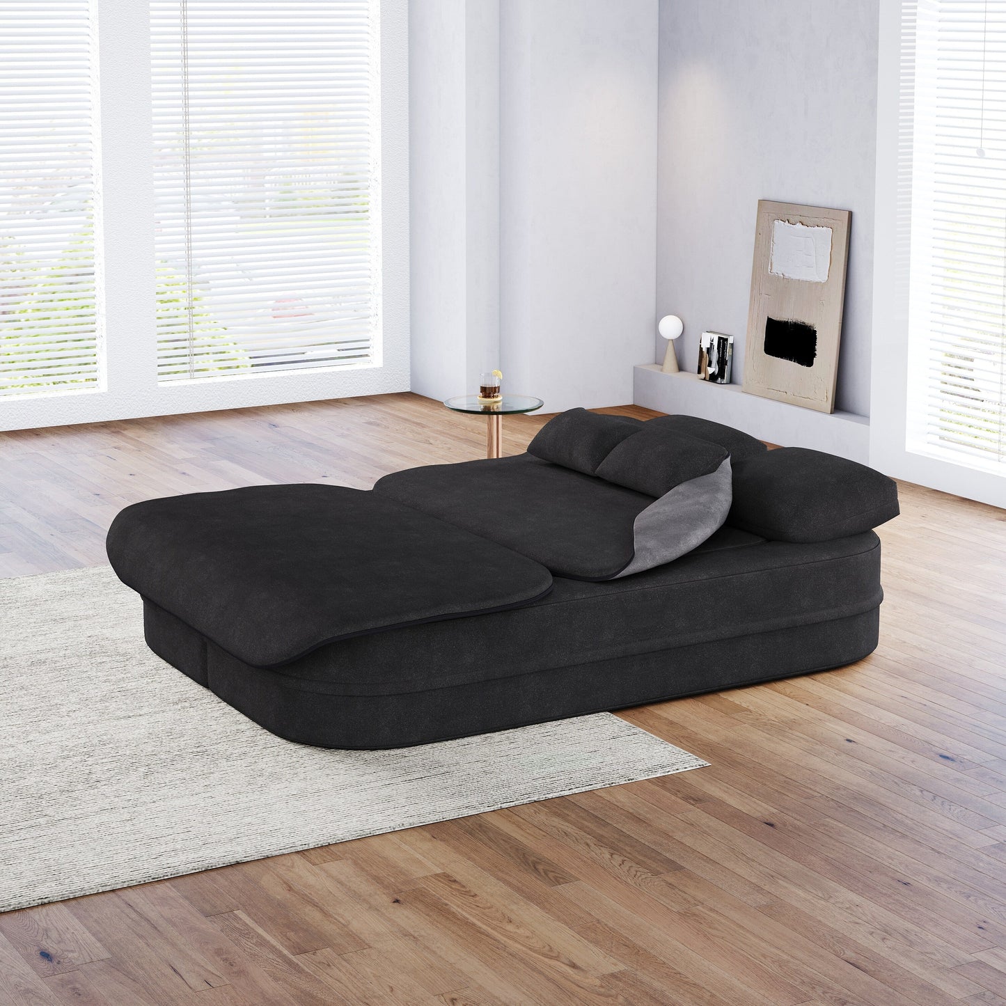 Divano letto pieghevole 2 in 1 da 75'', divano letto trasformabile in ciniglia di schiuma con coperta multifunzionale, divano da salotto
