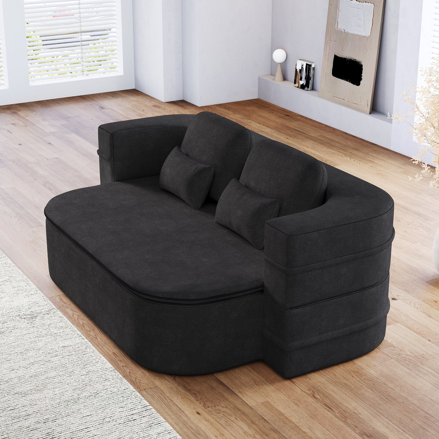 Divano letto pieghevole 2 in 1 da 75'', divano letto trasformabile in ciniglia di schiuma con coperta multifunzionale, divano da salotto