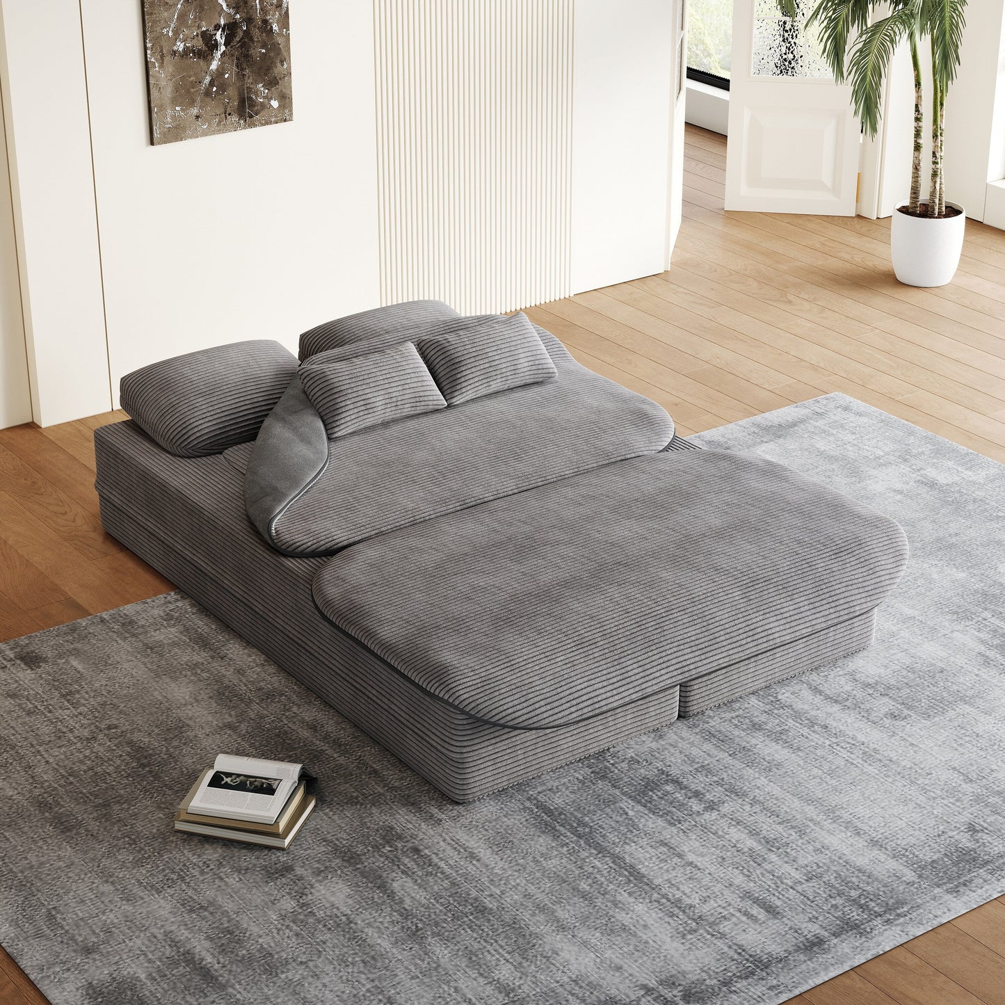 Divano pieghevole 2 in 1 da 75'', divano letto trasformabile in schiuma con coperta multifunzionale, divano da pavimento