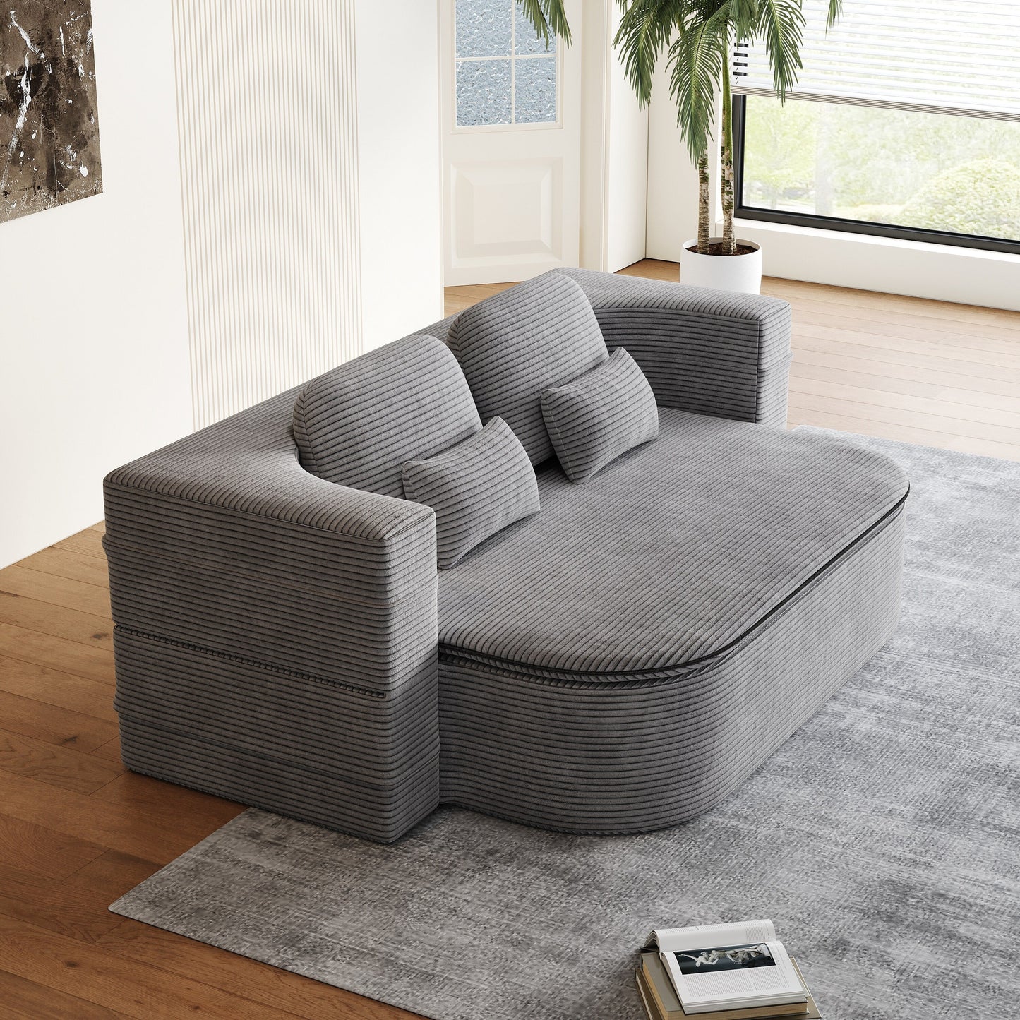Divano pieghevole 2 in 1 da 75'', divano letto trasformabile in schiuma con coperta multifunzionale, divano da pavimento