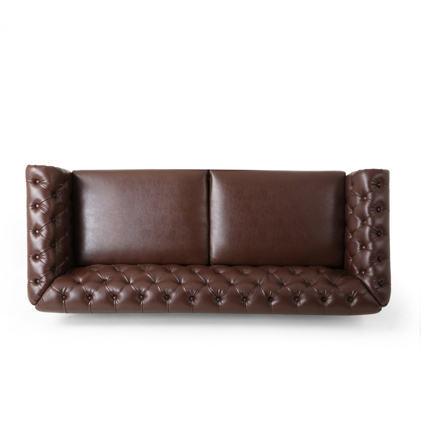 Divano a 3 posti in pelle PU da 78,75'' con gambe in legno ed eleganti dettagli con rivetti