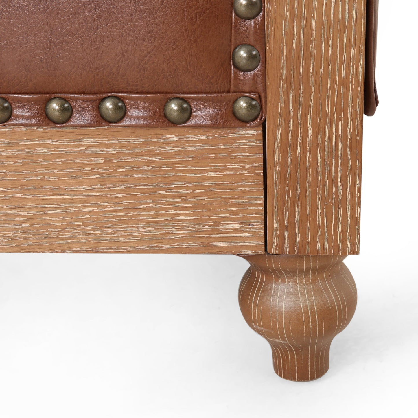 Divano a 3 posti in pelle PU da 78,75'' con gambe in legno ed eleganti dettagli con rivetti