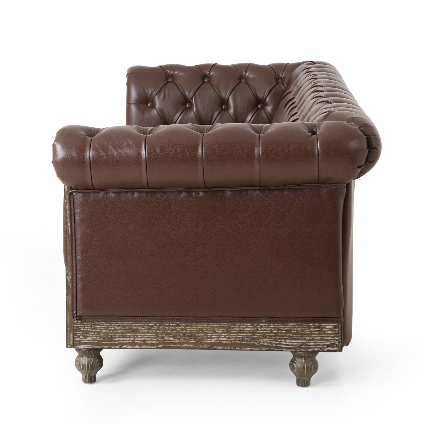 Divano a 3 posti in pelle PU da 78,75'' con gambe in legno ed eleganti dettagli con rivetti
