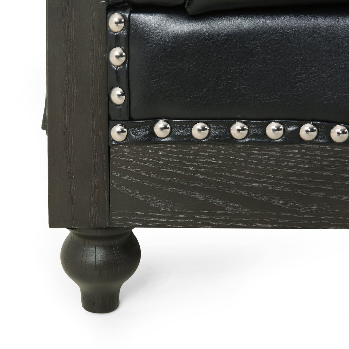 Divano a 3 posti in pelle PU da 78,75'' con gambe in legno ed eleganti dettagli con rivetti