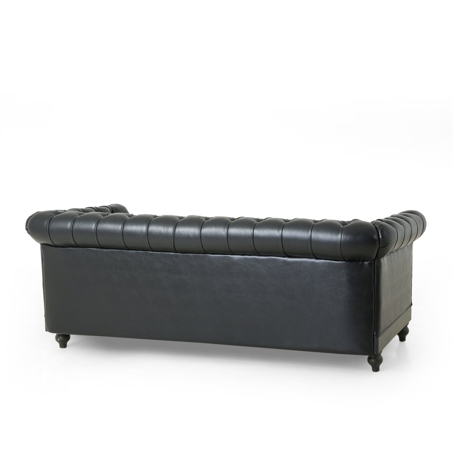 Divano a 3 posti in pelle PU da 78,75'' con gambe in legno, dettagli rivettati e schienale regolabile