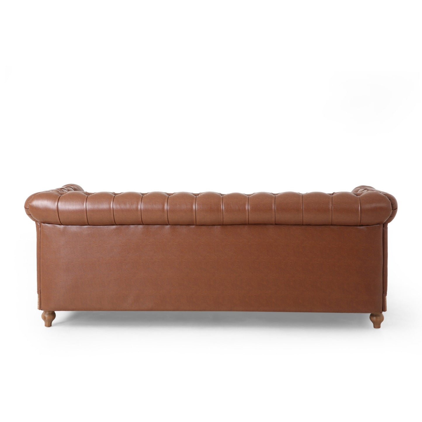 Divano a 3 posti in pelle PU da 78,75'' con gambe in legno, dettagli rivettati e schienale regolabile