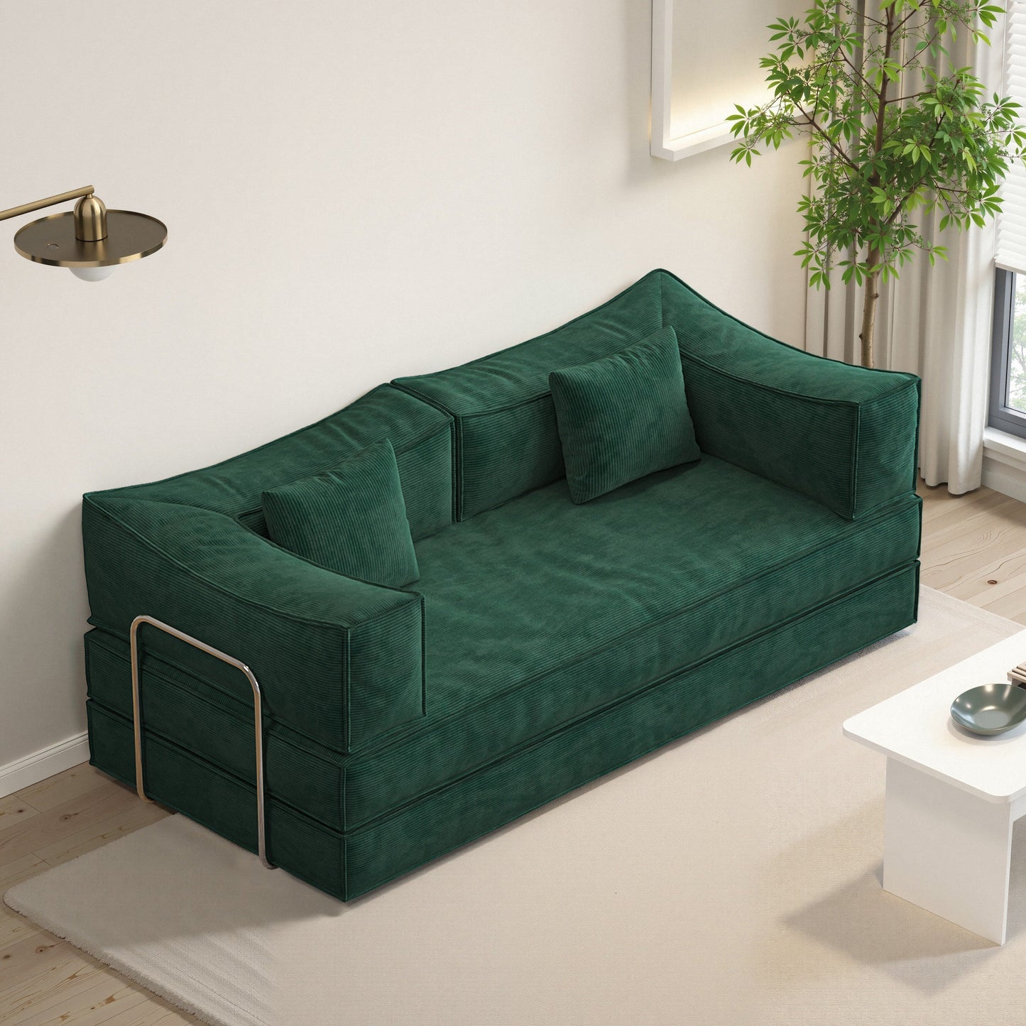 Divano modulare da 78,8 pollici, divano trasformabile in blocco di budino, divano letto da terra con braccioli e comodo divano letto