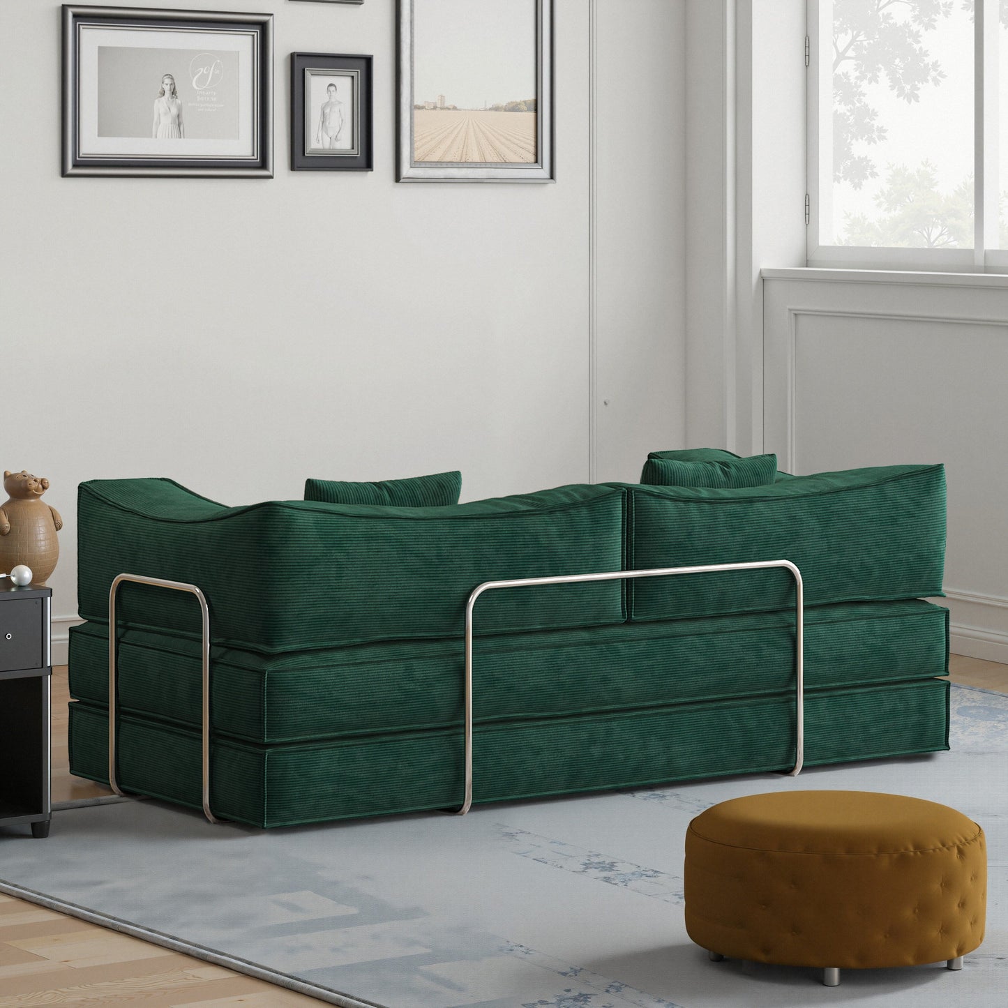 Divano modulare da 78,8 pollici, divano trasformabile in blocco di budino, divano letto da terra con braccioli e comodo divano letto