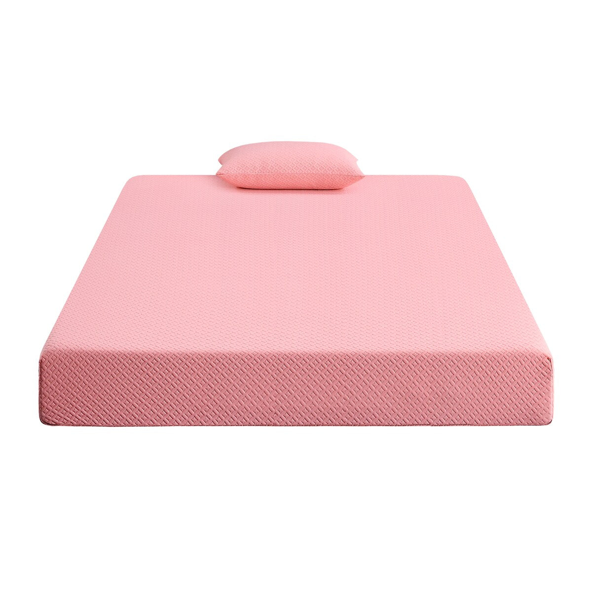 Set di materasso e cuscino da 7 pollici, in memory foam con gel traspirante, rosa, materasso in scatola