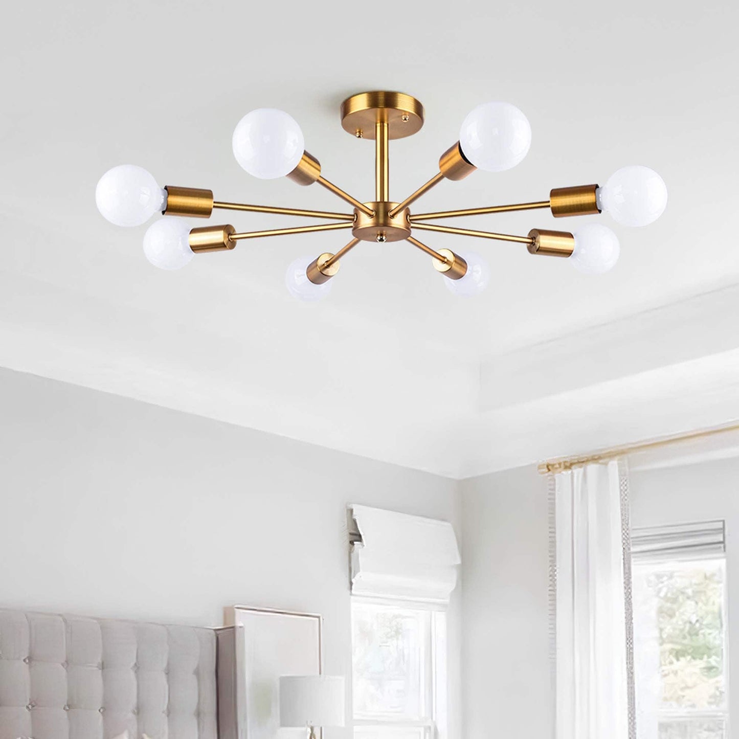 Lampada semi-incassata Sputnik nera/oro da soffitto per soggiorno/cucina/ufficio/camera da letto/ingresso