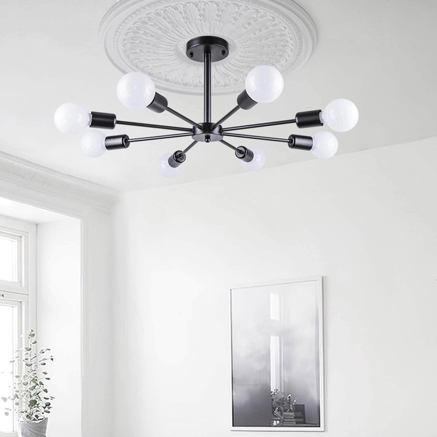 Lampada semi-incassata Sputnik nera/oro da soffitto per soggiorno/cucina/ufficio/camera da letto/ingresso