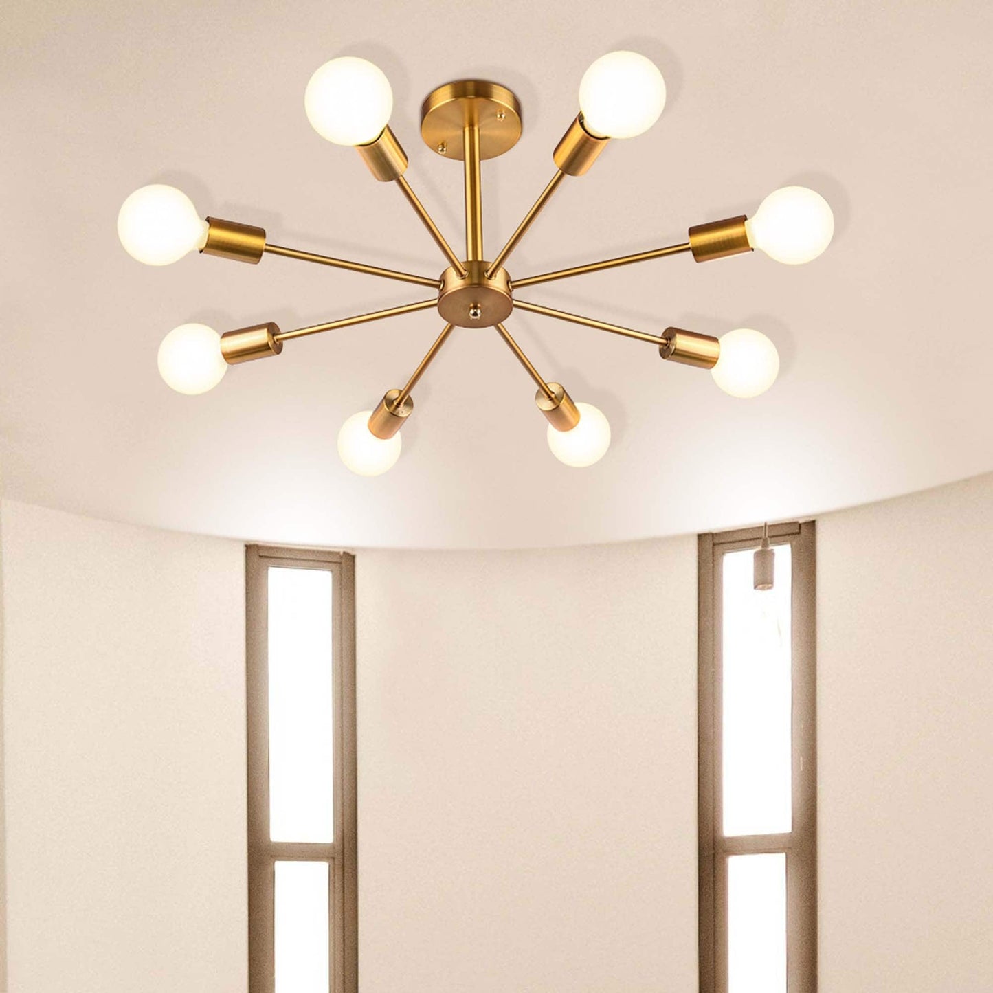 Lampada semi-incassata Sputnik nera/oro da soffitto per soggiorno/cucina/ufficio/camera da letto/ingresso