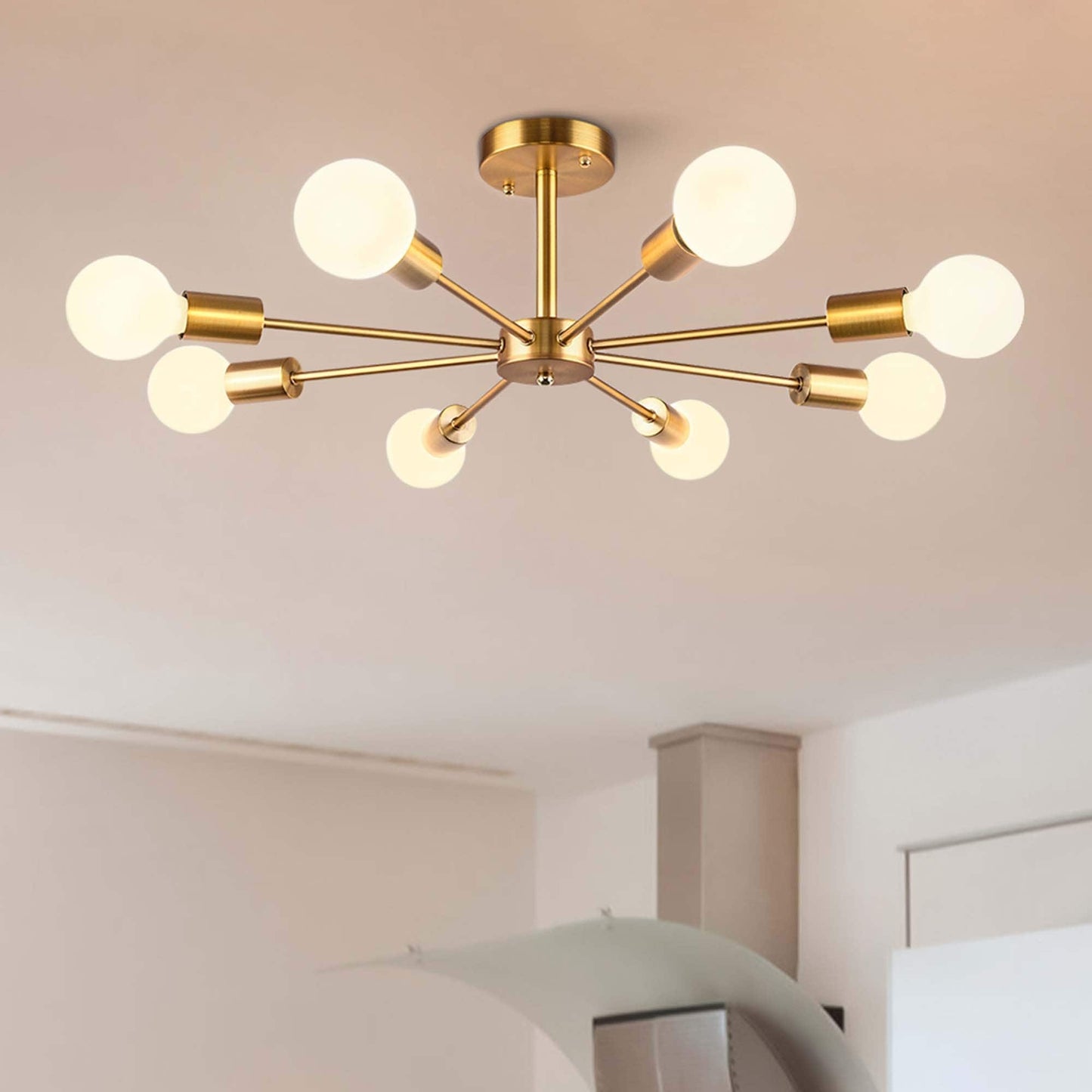 Lampada semi-incassata Sputnik nera/oro da soffitto per soggiorno/cucina/ufficio/camera da letto/ingresso