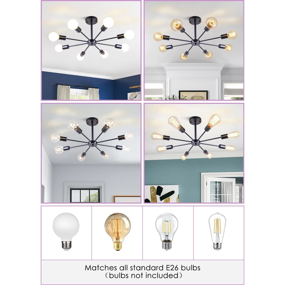 Lampada semi-incassata Sputnik nera/oro da soffitto per soggiorno/cucina/ufficio/camera da letto/ingresso
