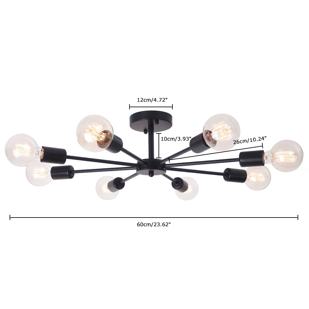 Lampada semi-incassata Sputnik nera/oro da soffitto per soggiorno/cucina/ufficio/camera da letto/ingresso