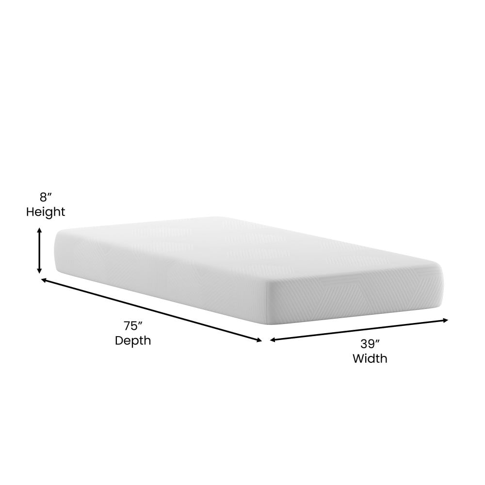 Materasso in memory foam rinfrescante al tè verde da 8 pollici, anti-pressione, in una scatola