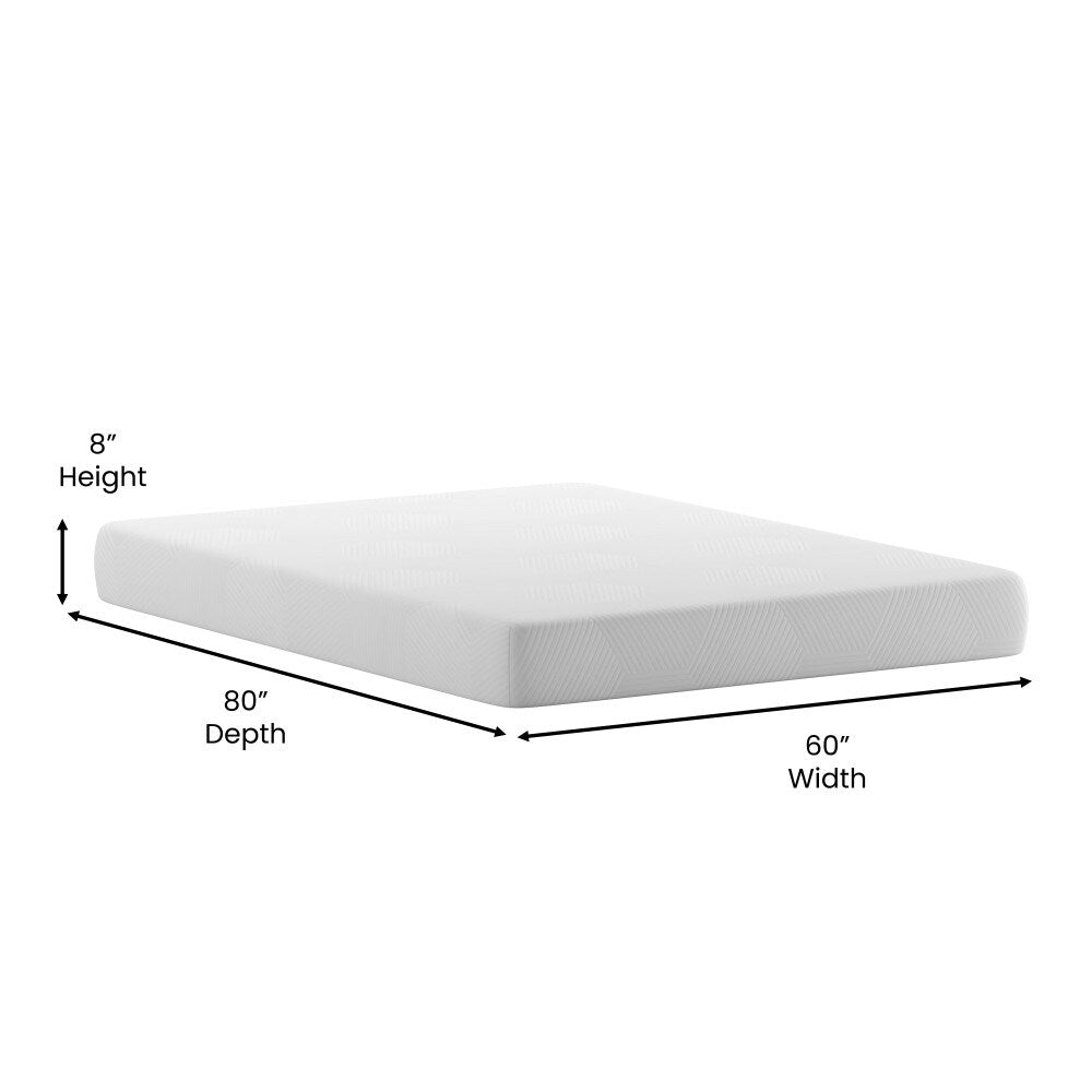 Materasso in memory foam rinfrescante al tè verde da 8 pollici, anti-pressione, in una scatola