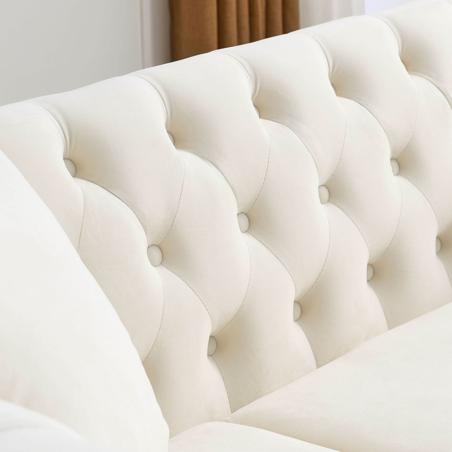 Divano Chesterfield in velluto 80 a 3 posti con design capitonné, finiture con borchie e 2 cuscini
