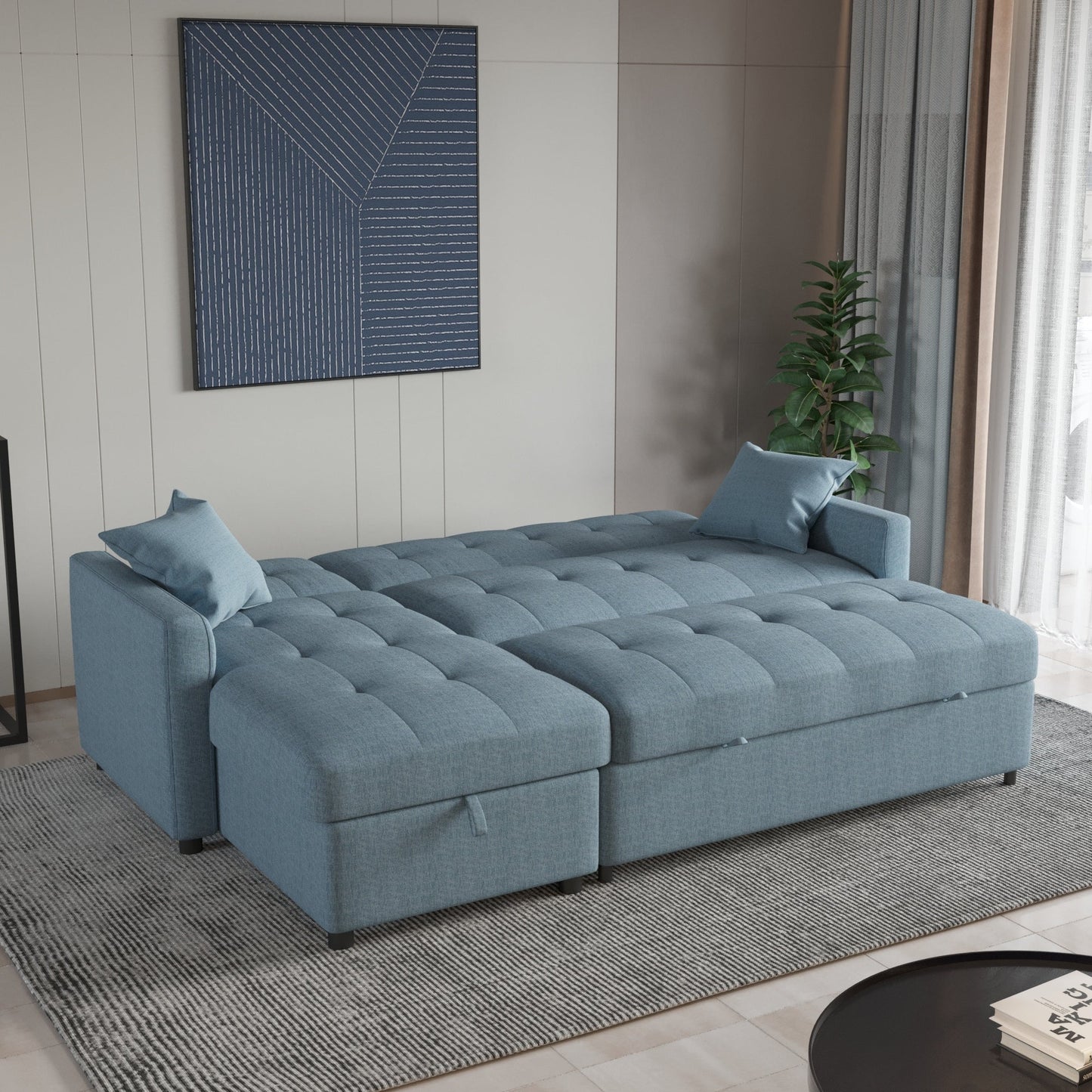 Divano letto reversibile e chaise longue da 82'' di larghezza