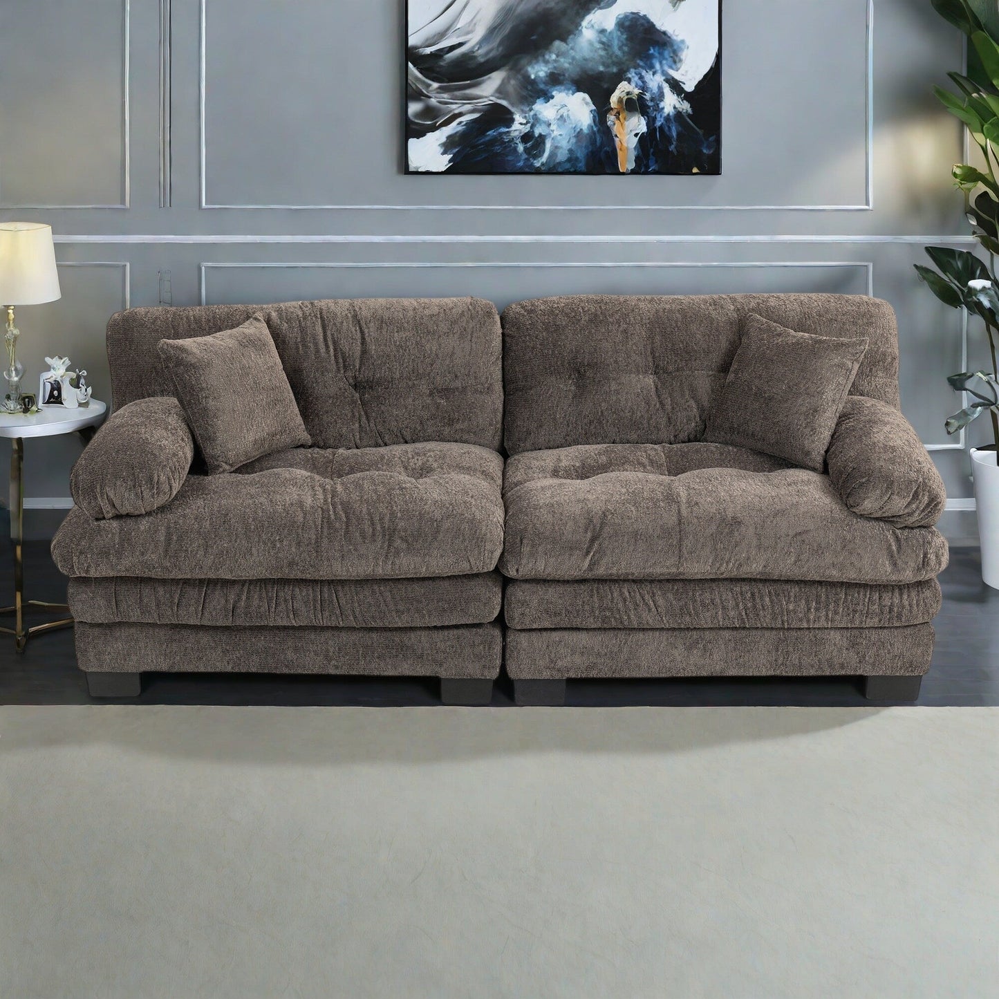 Divano imbottito a 3 posti con imbottitura in memory foam a doppio strato e cuscini comfort in omaggio