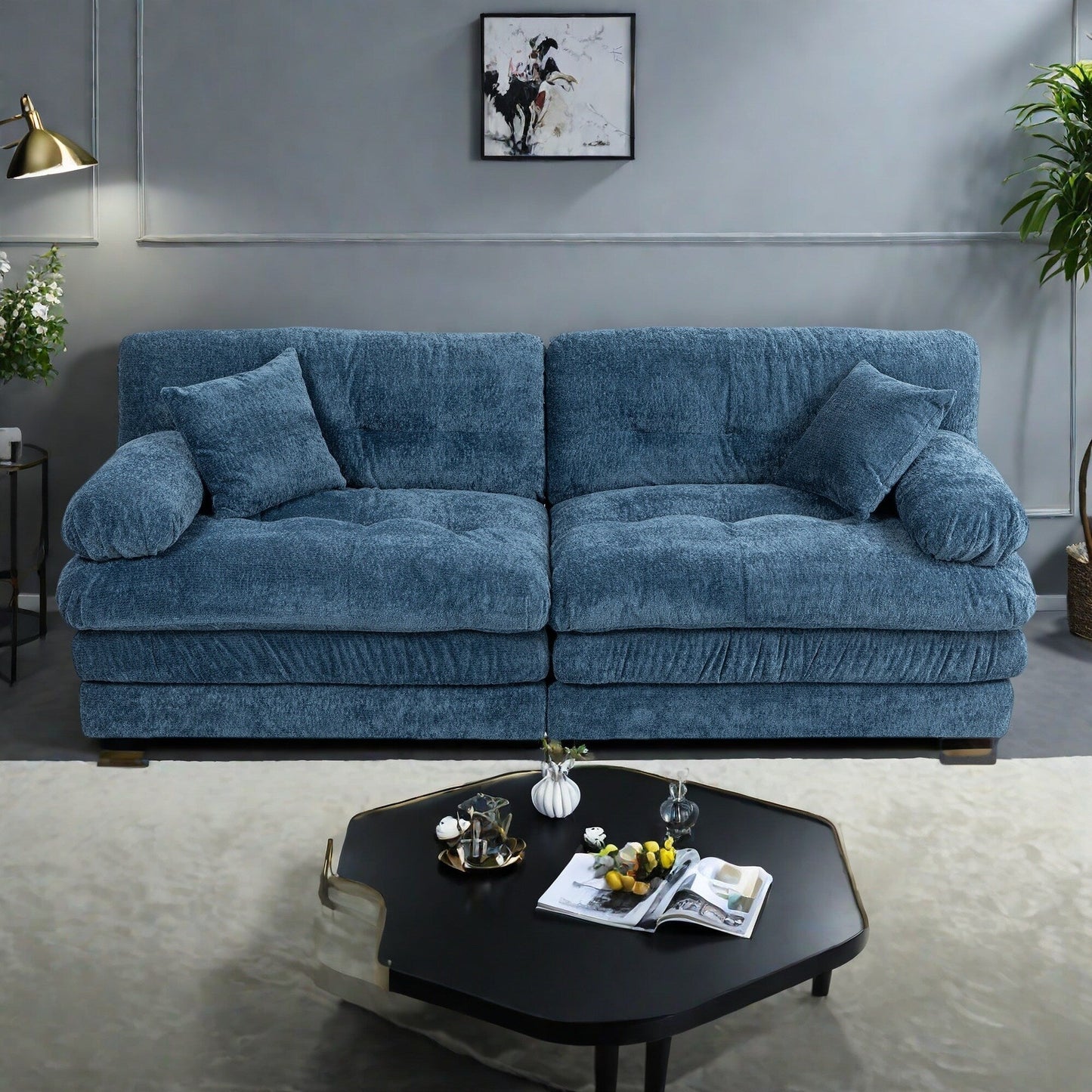 Divano imbottito a 3 posti con imbottitura in memory foam a doppio strato e cuscini comfort in omaggio