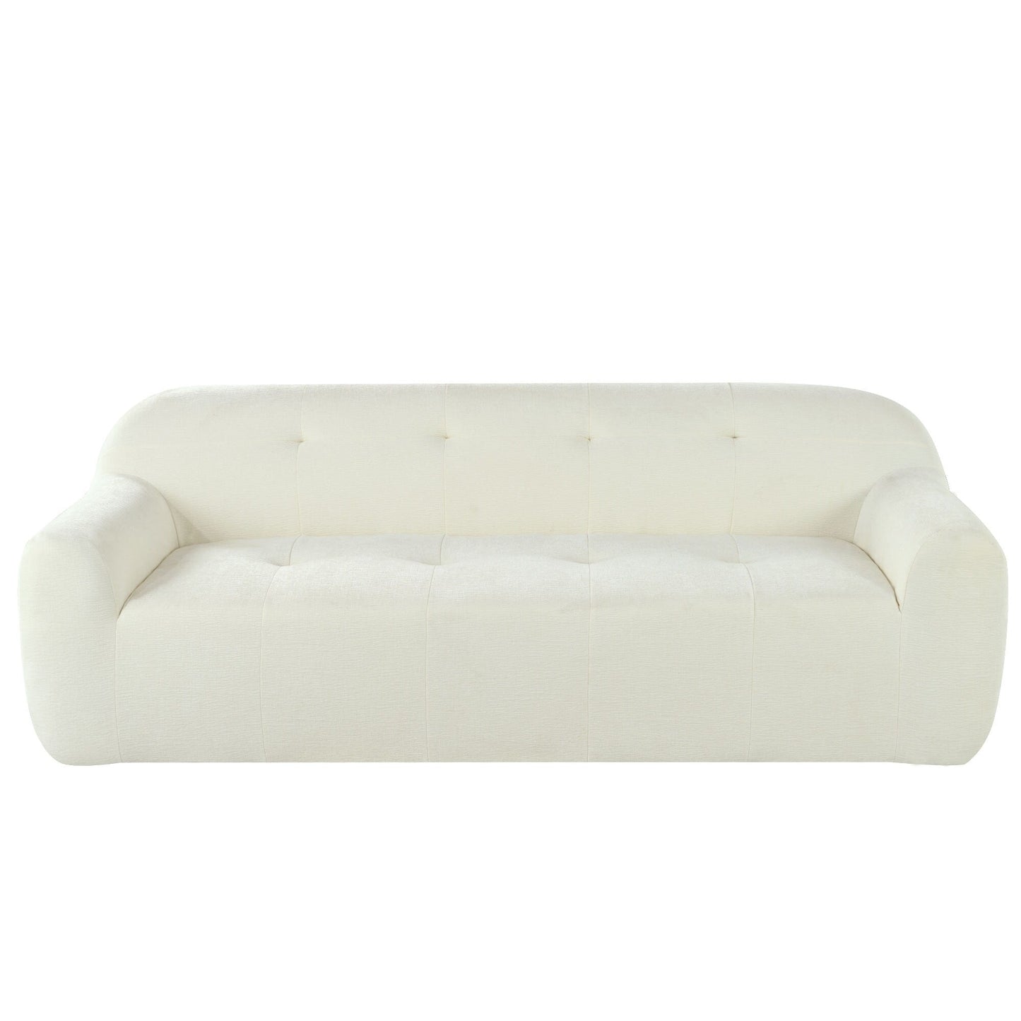 Divano a 3 posti in tessuto ciniglia largo 85,8 con stile capitonné, design a compressione completa della spugna, con schiuma senza polvere