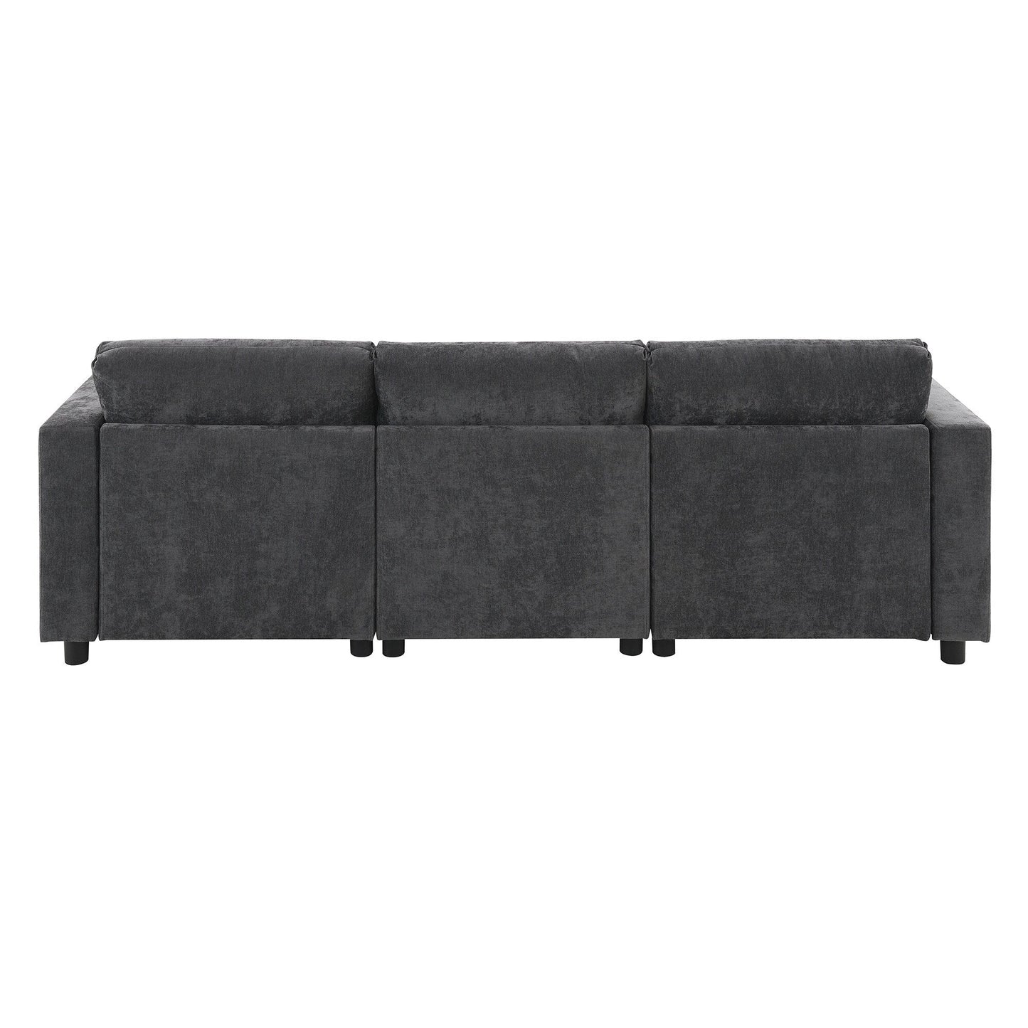 Divano componibile in ciniglia a forma di U da 86,5 pollici con tasche portaoggetti, 2 pouf mobili e cuscini decorativi per il soggiorno