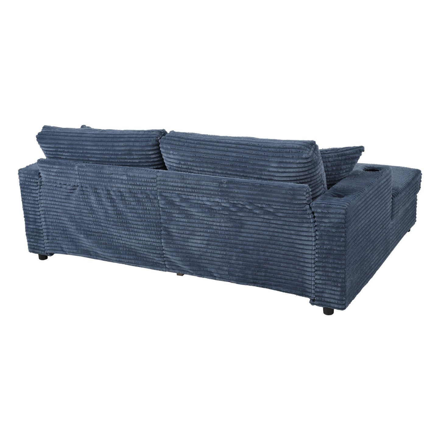 Divano chaise longue in velluto a coste da 86,5 pollici con 2 porte USB, portabicchieri e capacità di 550 libbre