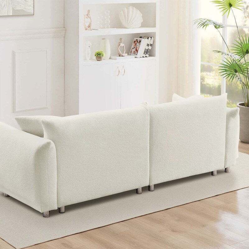 Divano Teddy Velvet Large Bread con cuscini bianchi 86.5