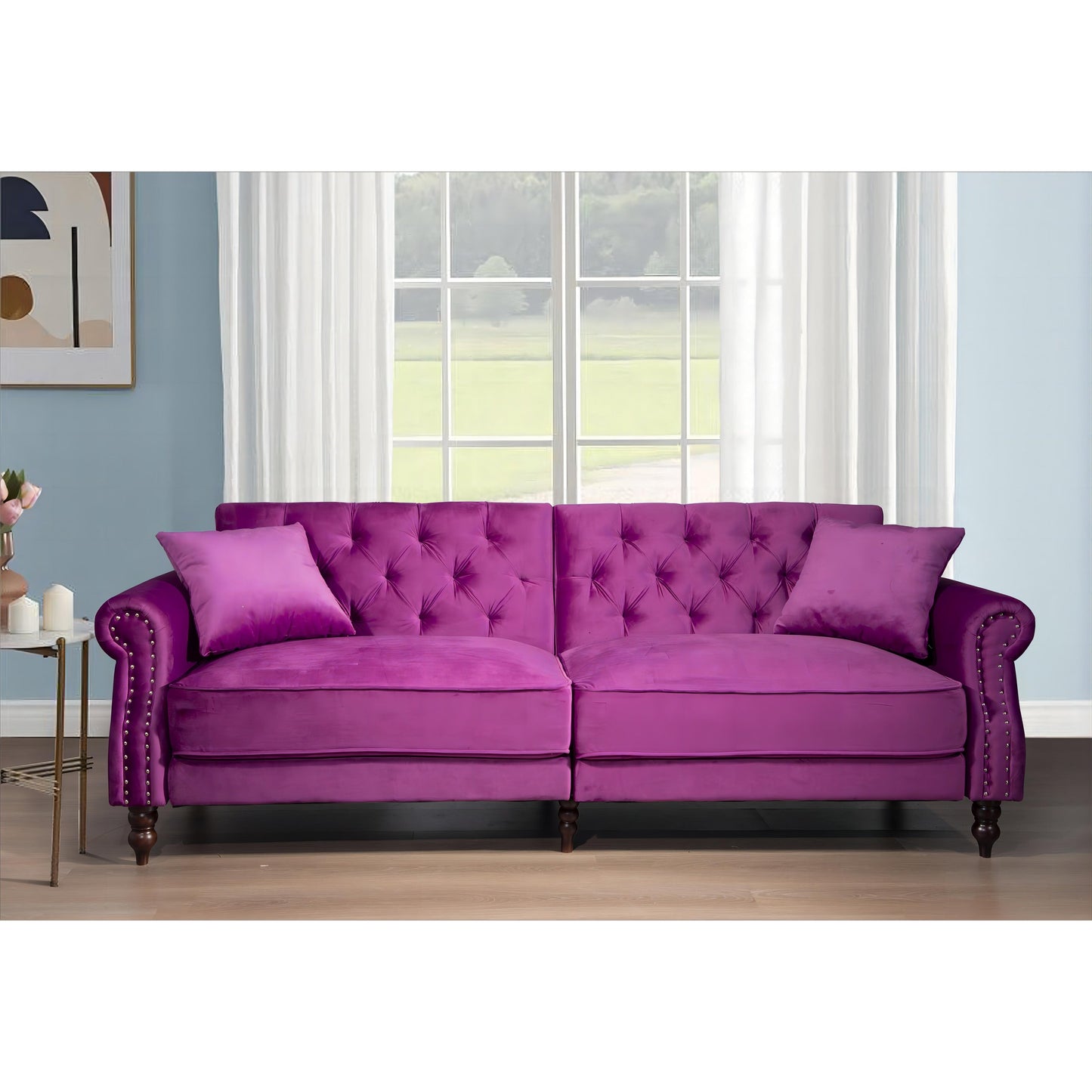 Divano letto futon convertibile in velluto da 87,8''