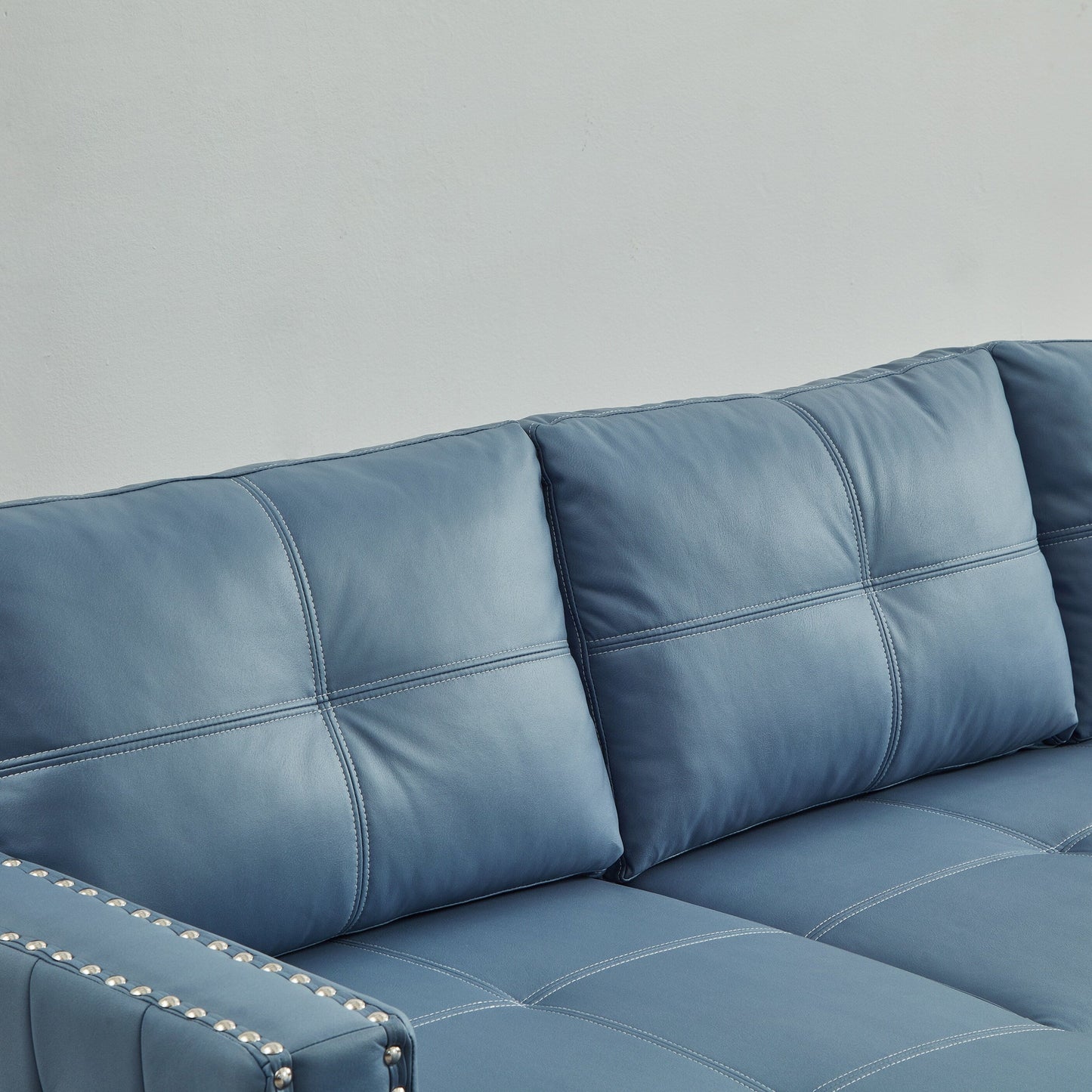 Divano letto trasformabile in microfibra da 88'' a 3 posti con chaise longue contenitore e funzione estraibile