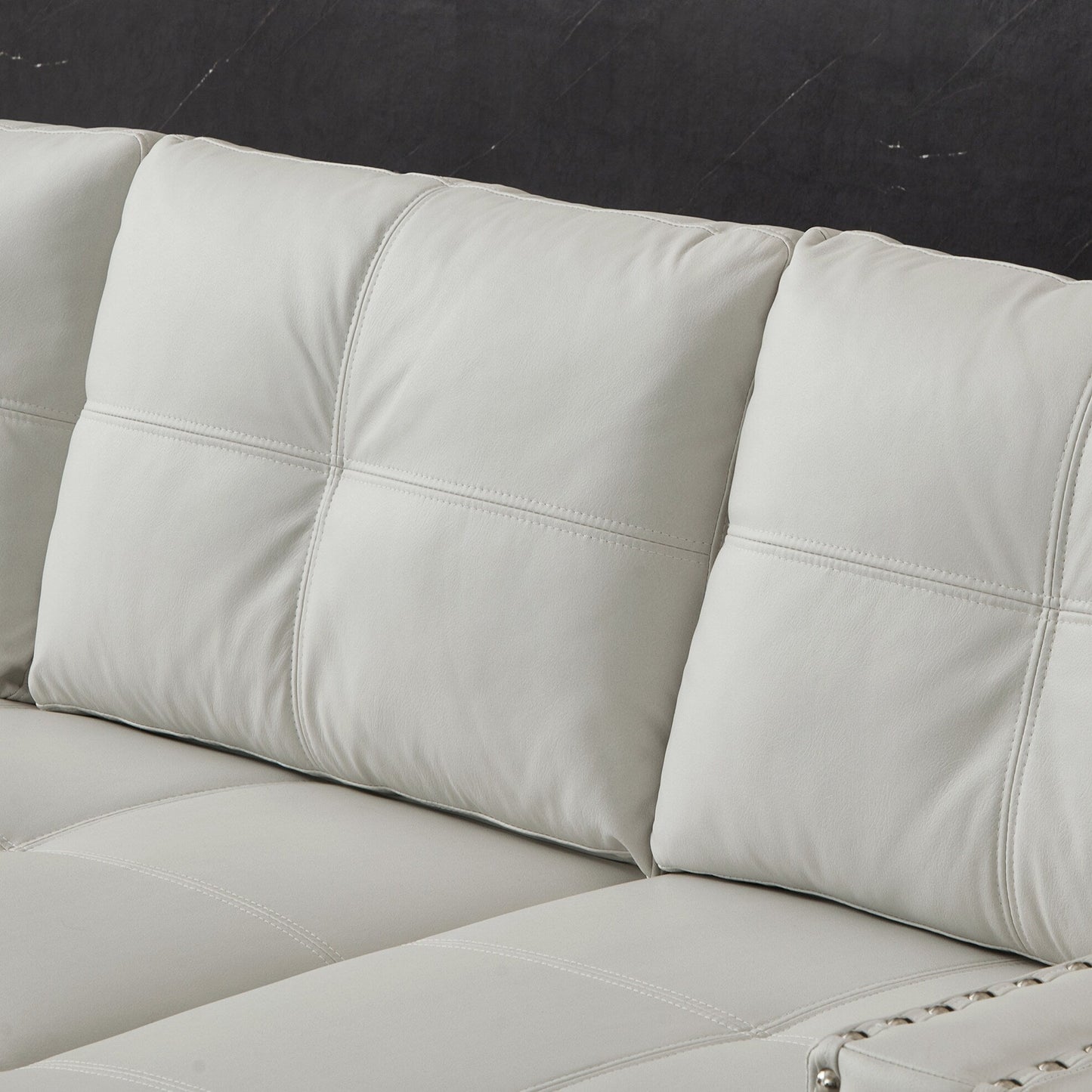 Divano letto trasformabile in microfibra da 88'' a 3 posti con chaise longue contenitore e funzione estraibile