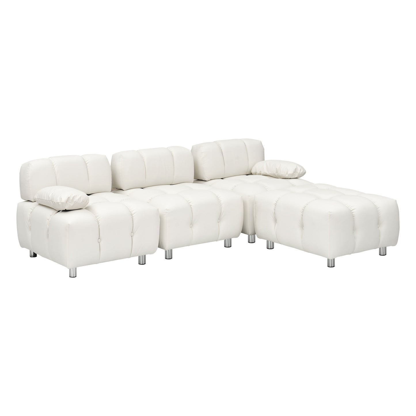 Divano pieghevole in tessuto tecnico moderno bianco da 90,6 pollici, impermeabile, antimacchia, a 3 posti con gambe in metallo