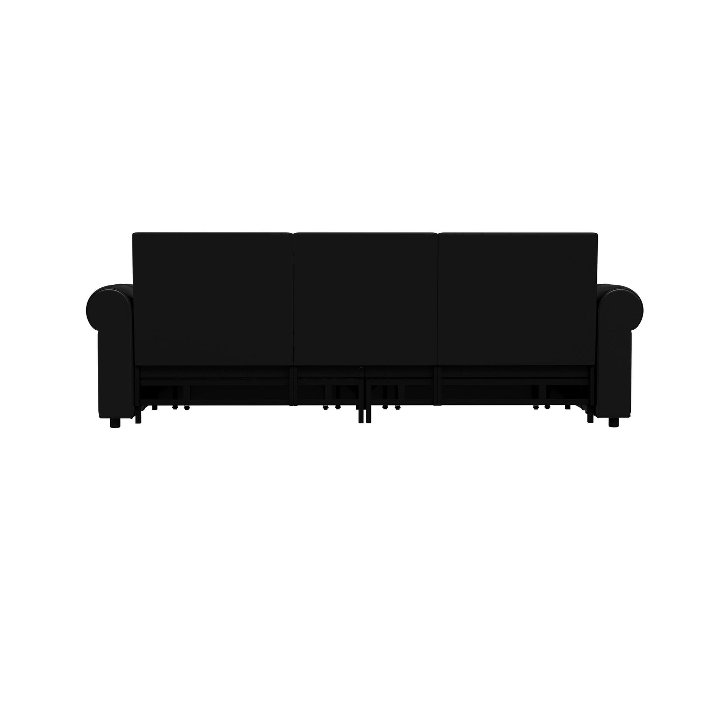 Divano letto a 3 posti in similpelle con chaise longue, stile retrò, con finiture a rivetto, 93,70