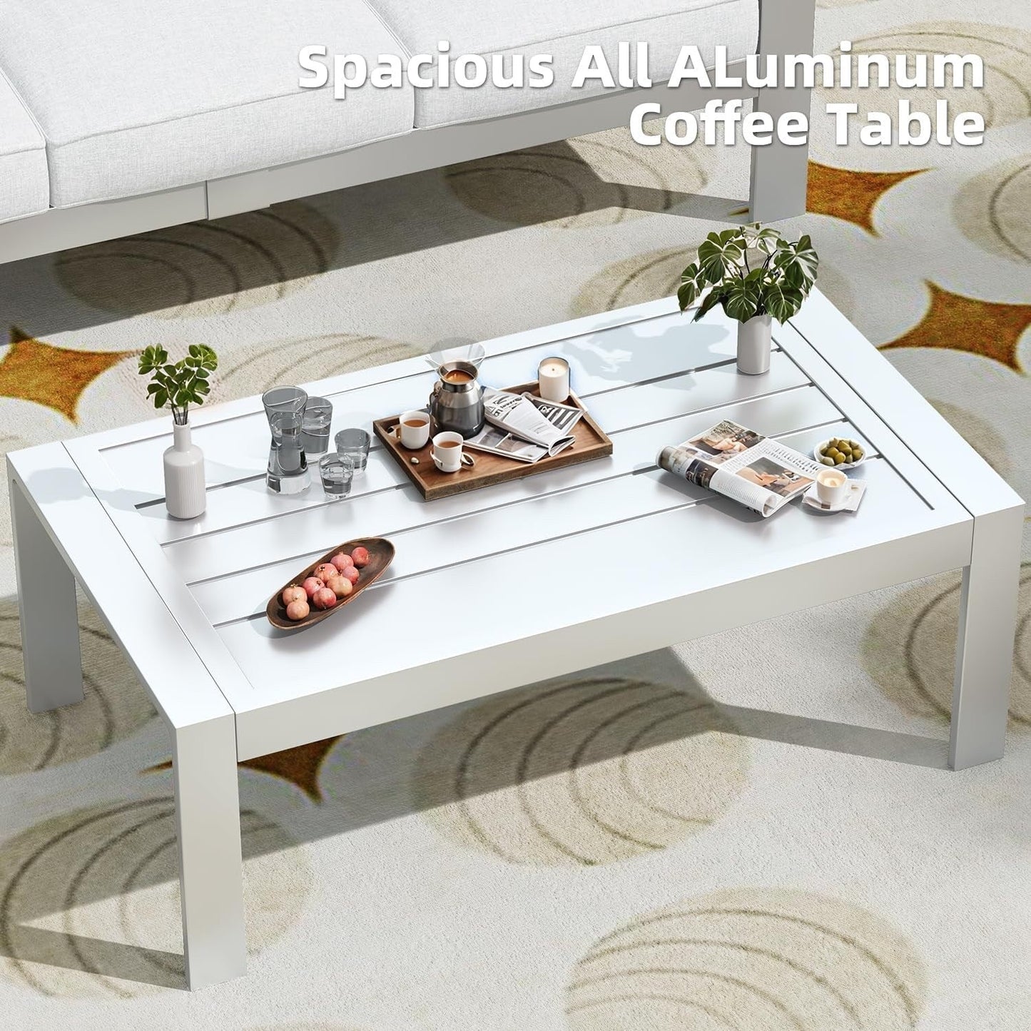 AECOJOY Set di mobili da giardino in alluminio da 7 pezzi, set da conversazione all'aperto