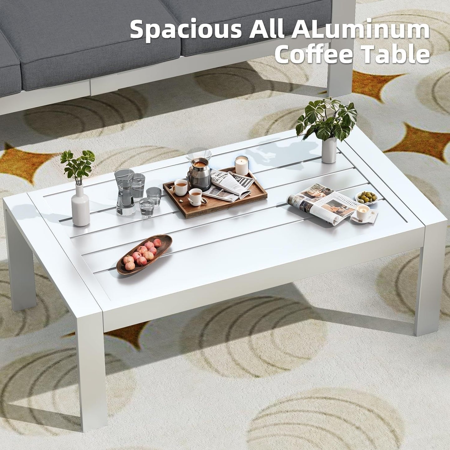 AECOJOY Set di mobili da giardino in alluminio da 7 pezzi, set da conversazione all'aperto