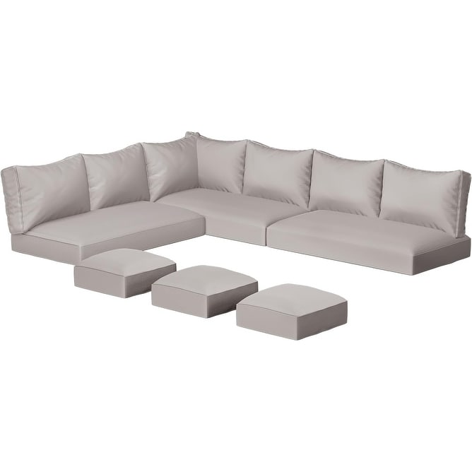 AECOJOY Set di mobili da giardino da 7 pezzi, divano componibile da esterno, set da conversazione in rattan