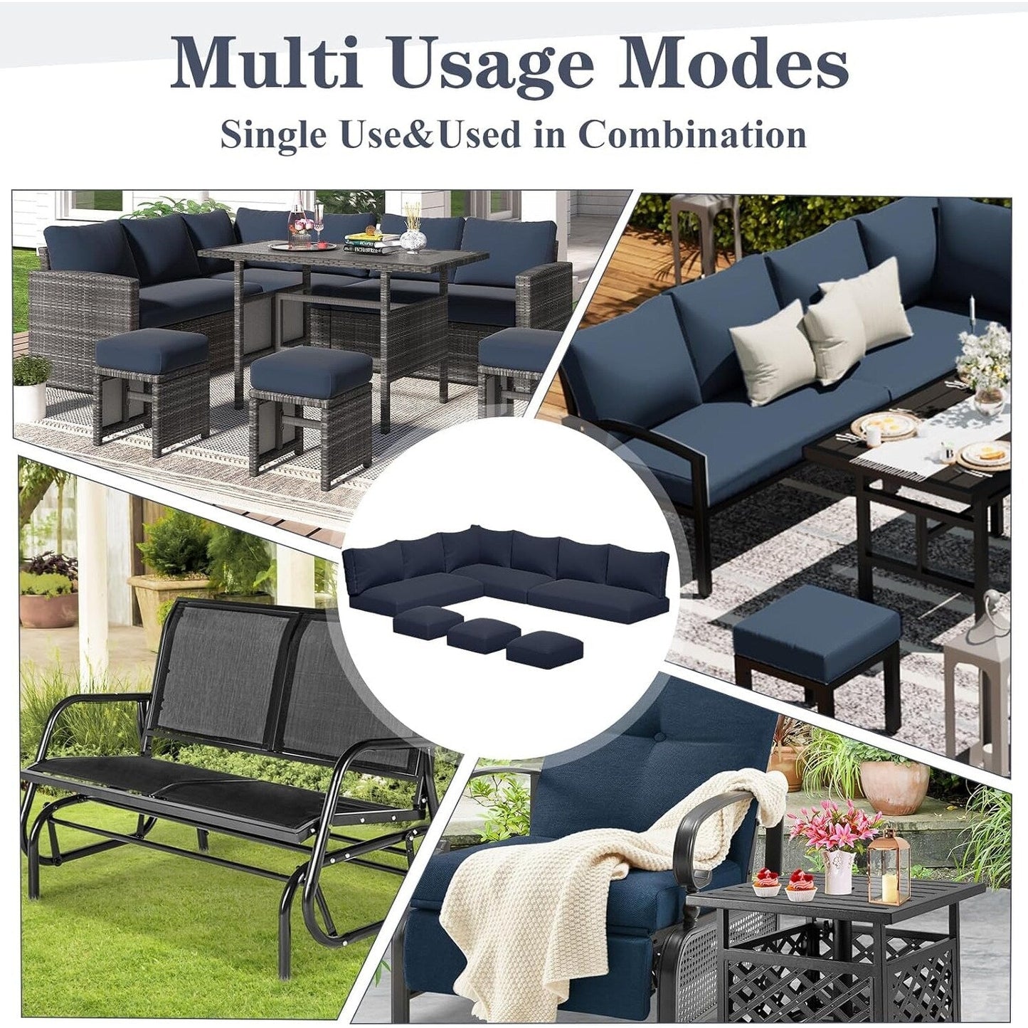 AECOJOY Set di mobili da giardino da 7 pezzi, divano componibile da esterno, set da conversazione in rattan