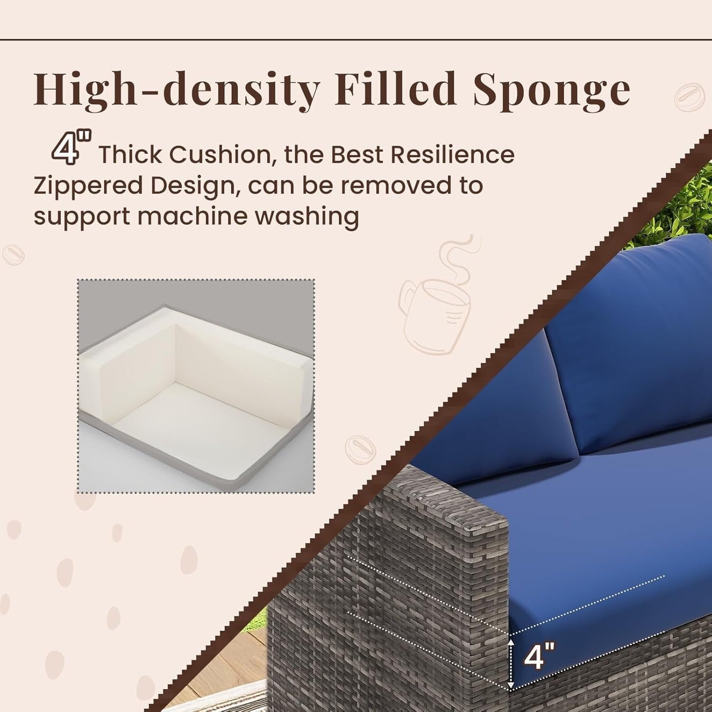 AECOJOY Set di mobili da giardino da 7 pezzi, divano componibile da esterno, set da conversazione in rattan