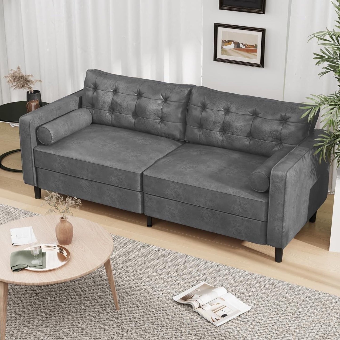Divano moderno di metà secolo AECOJOY 84.2 con 2 cuscini di supporto